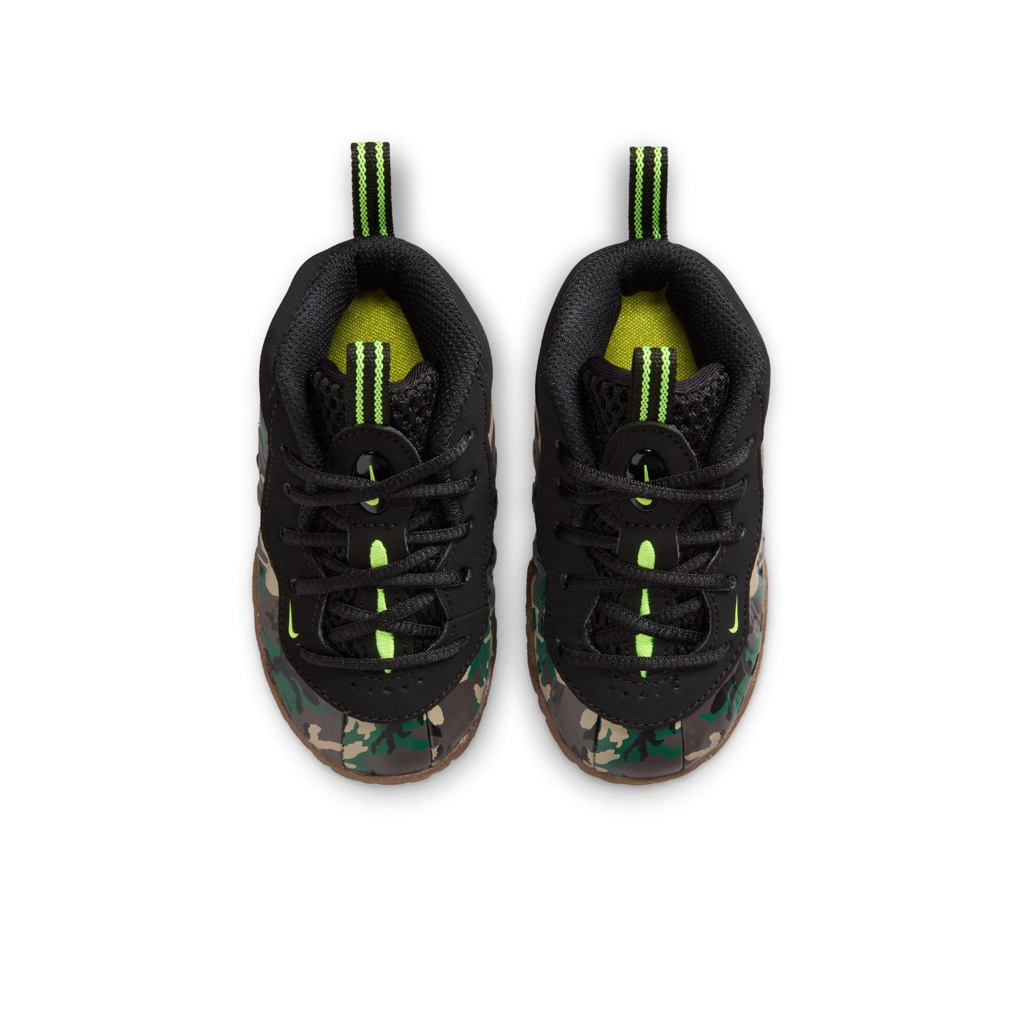 Nike Air Foamposite Pro Premium "Green Camo" Toddler Kids' Shoe - BLACK/VOLTAGE GREEN/GUM DARK BROWN