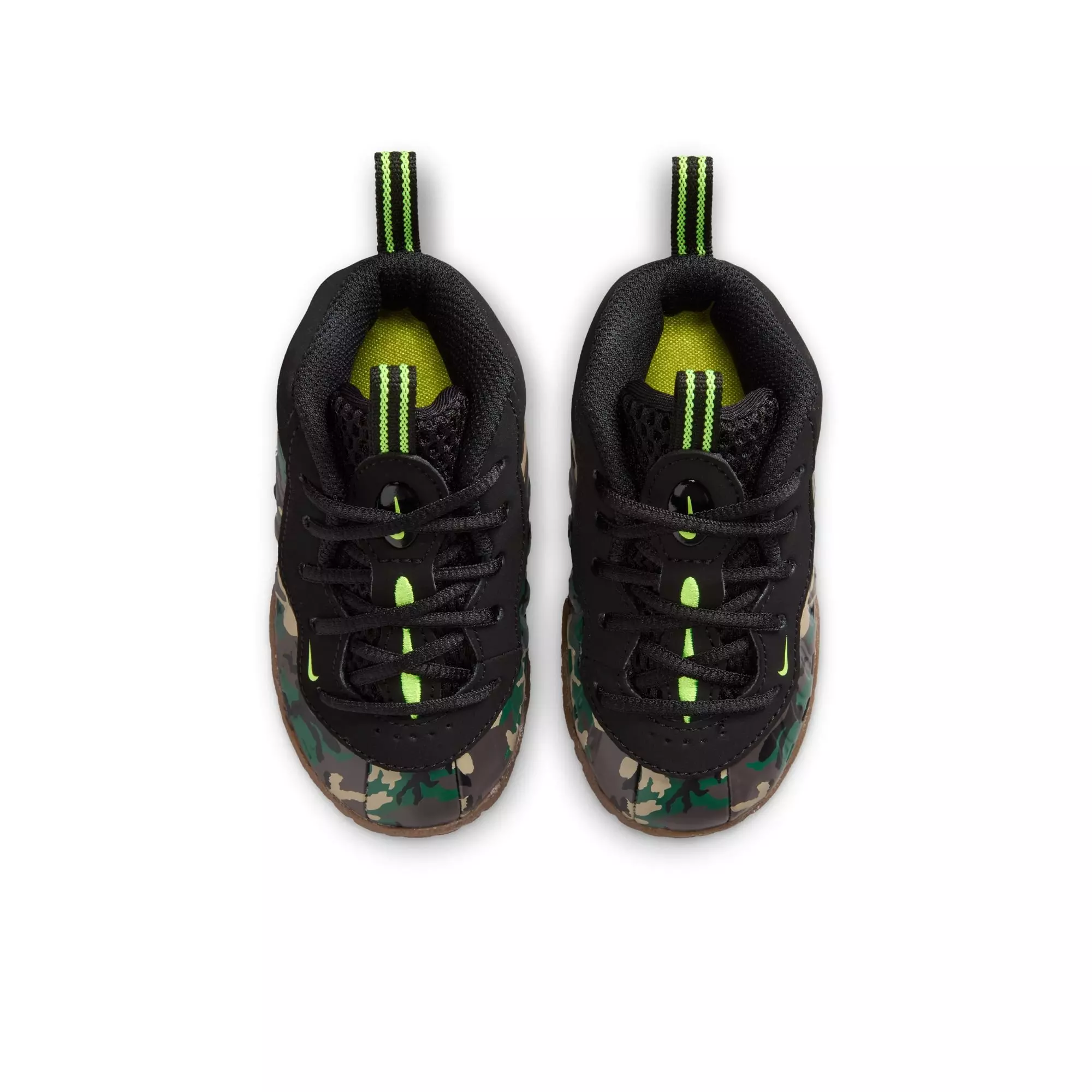 Nike Air Foamposite Pro Premium "Green Camo" Toddler Kids' Shoe - BLACK/VOLTAGE GREEN/GUM DARK BROWN