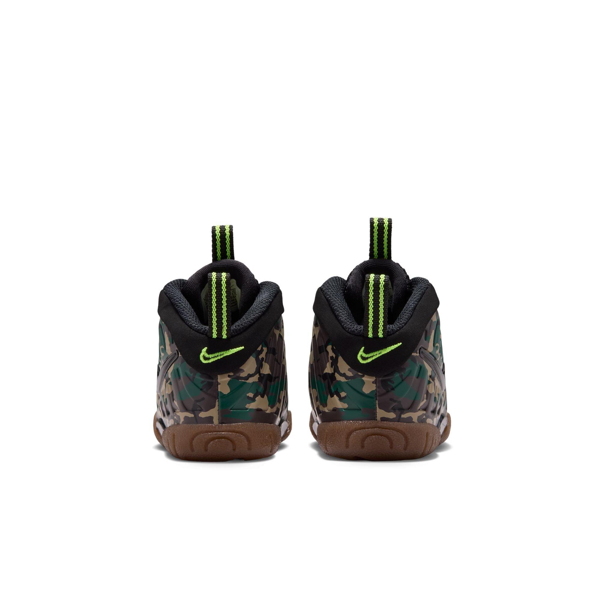Nike Air Foamposite Pro Premium "Green Camo" Toddler Kids' Shoe - BLACK/VOLTAGE GREEN/GUM DARK BROWN