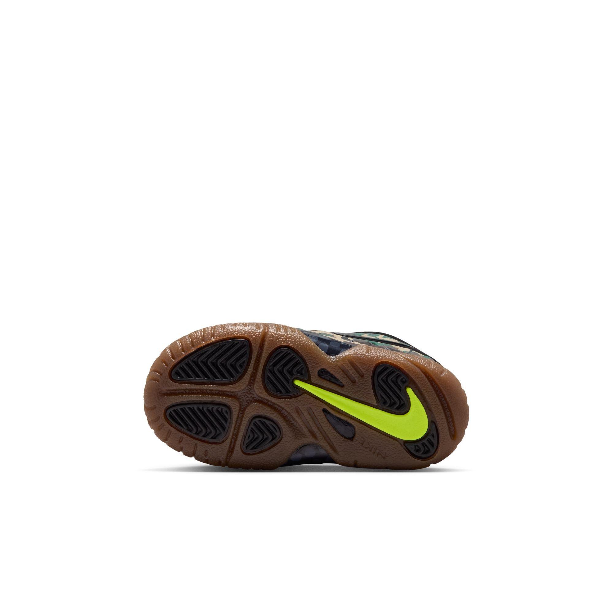 Nike Air Foamposite Pro Premium "Green Camo" Toddler Kids' Shoe - BLACK/VOLTAGE GREEN/GUM DARK BROWN