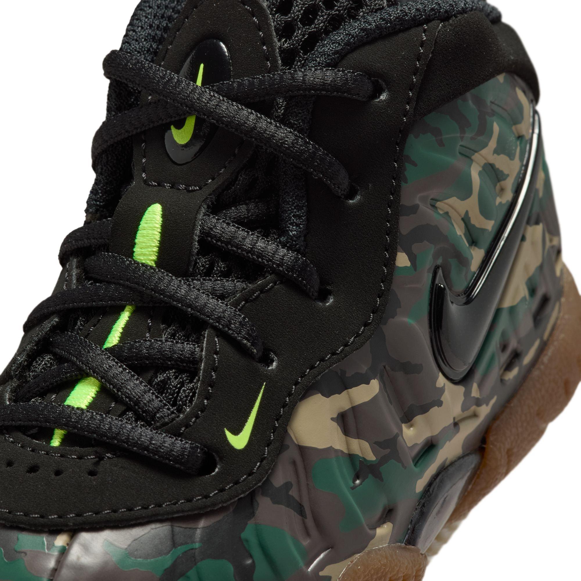 Nike Air Foamposite Pro Premium "Green Camo" Toddler Kids' Shoe - BLACK/VOLTAGE GREEN/GUM DARK BROWN