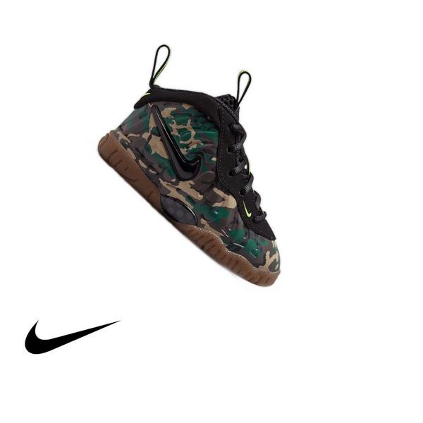 Nike Air Foamposite Pro Premium "Green Camo" Toddler Kids' Shoe - BLACK/VOLTAGE GREEN/GUM DARK BROWN