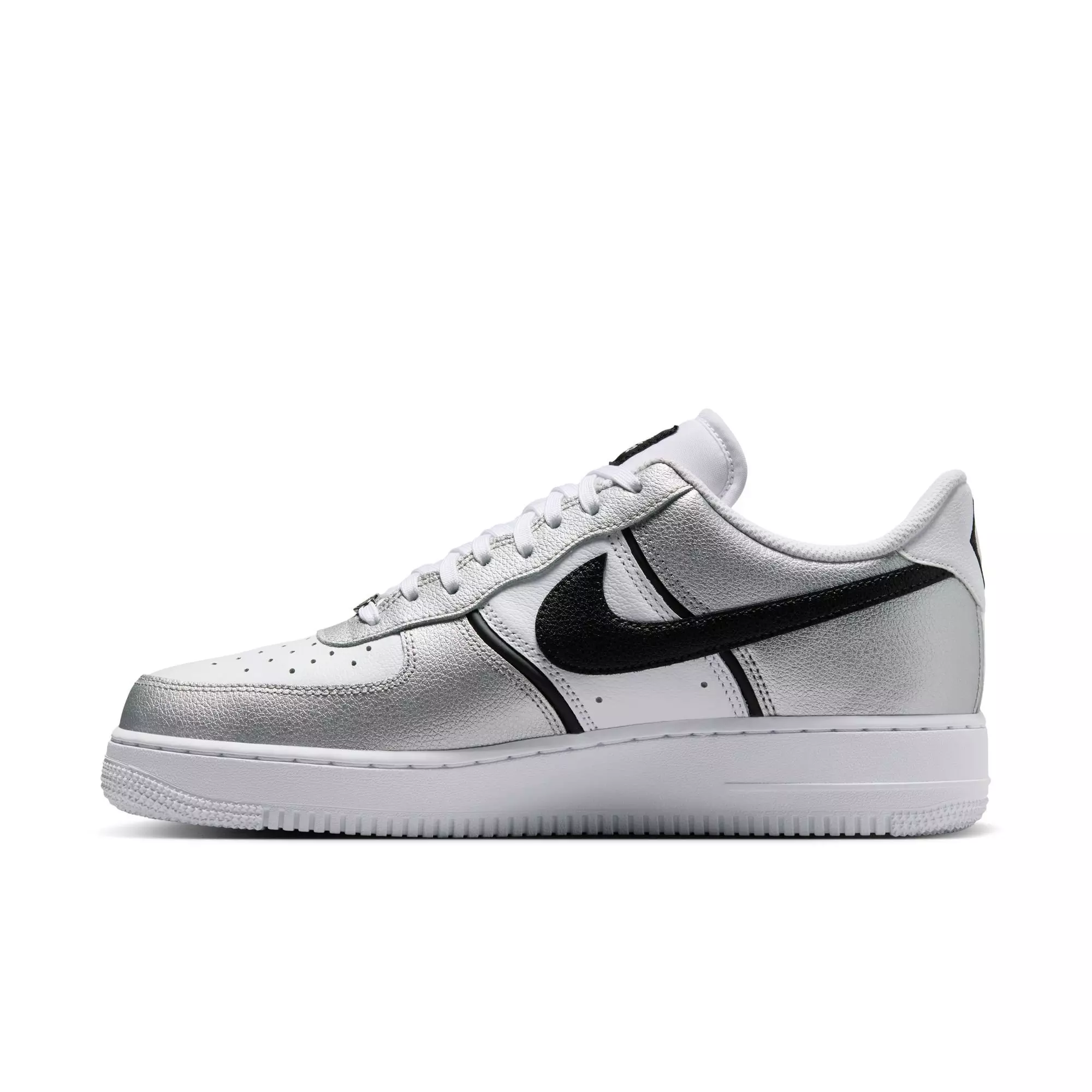 Nike Air Force 1 '07 LV8 "Metallic Silver/Black/White" Men's Shoe - SILVER/BLACK