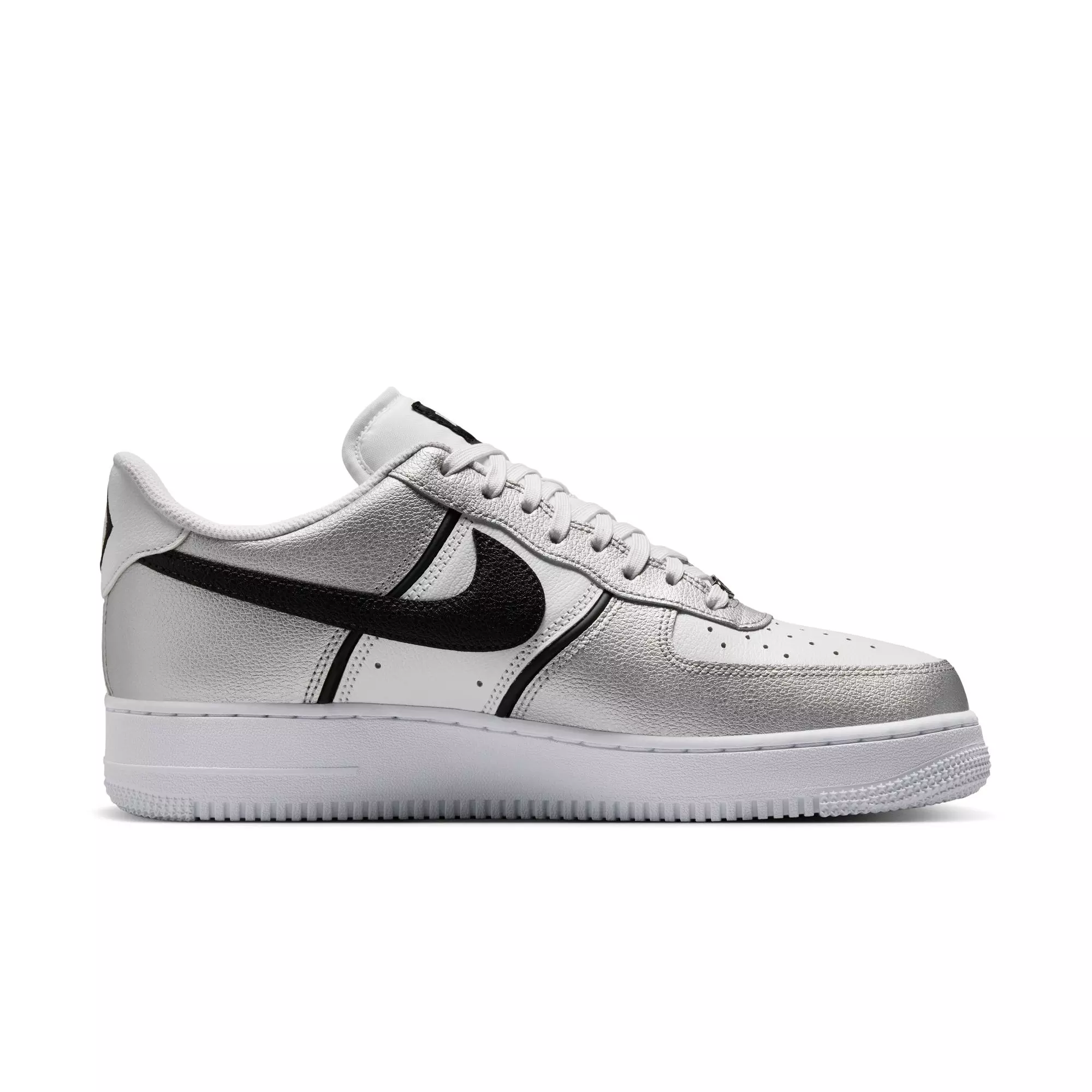 Nike Air Force 1 '07 LV8 "Metallic Silver/Black/White" Men's Shoe - SILVER/BLACK