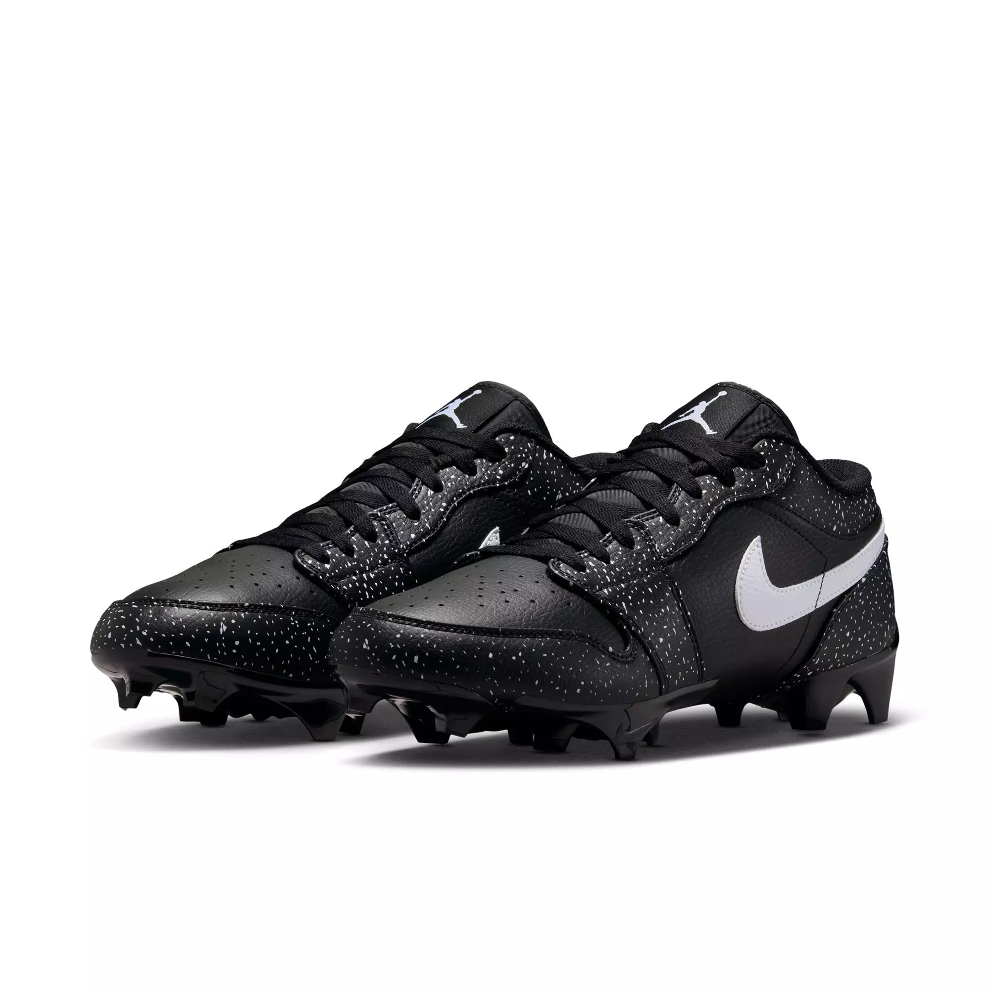 Jordan 1 Low "Splatter" Grade School Kids' Football Cleat - BLACK/WHITE