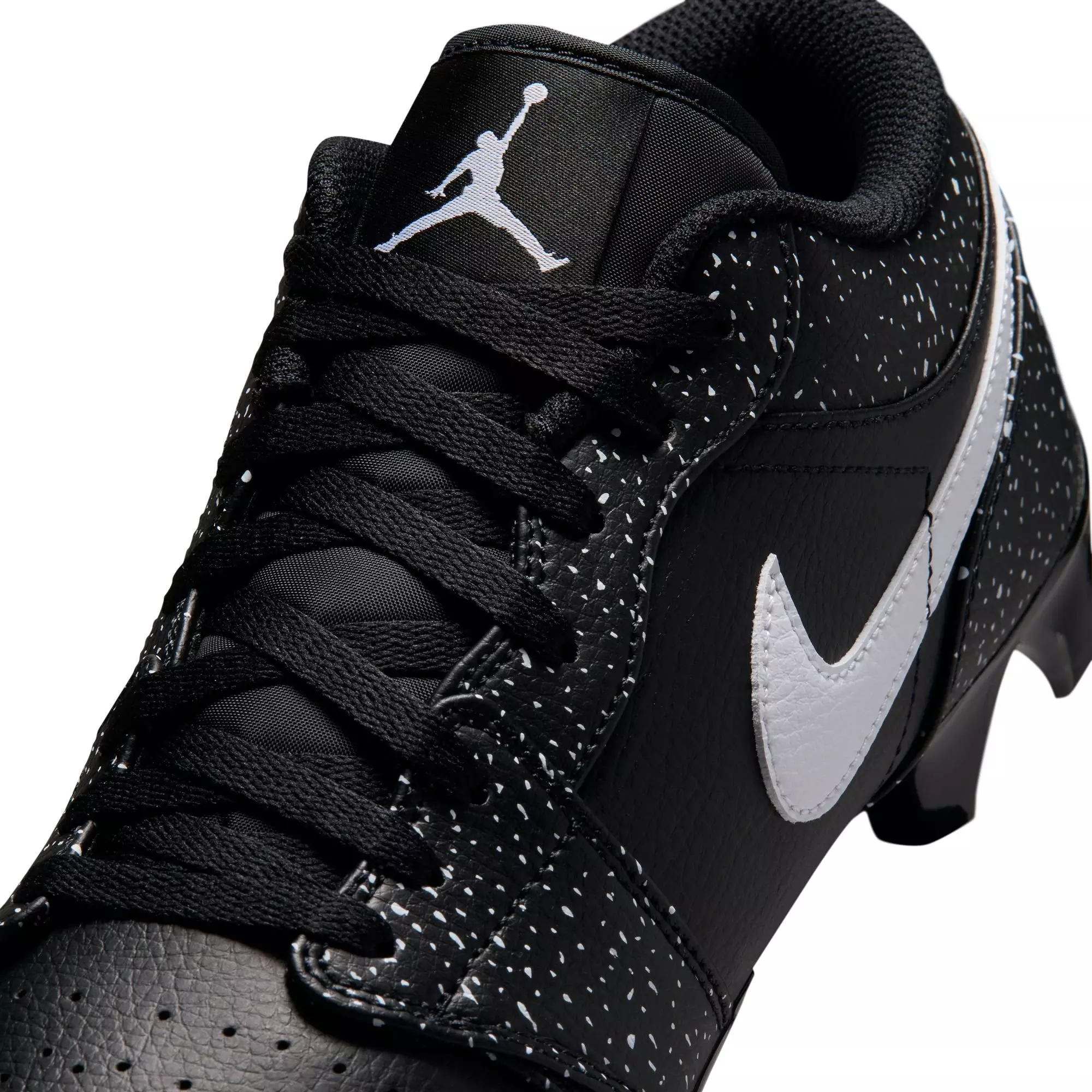 Jordan 1 Low "Splatter" Grade School Kids' Football Cleat - BLACK/WHITE