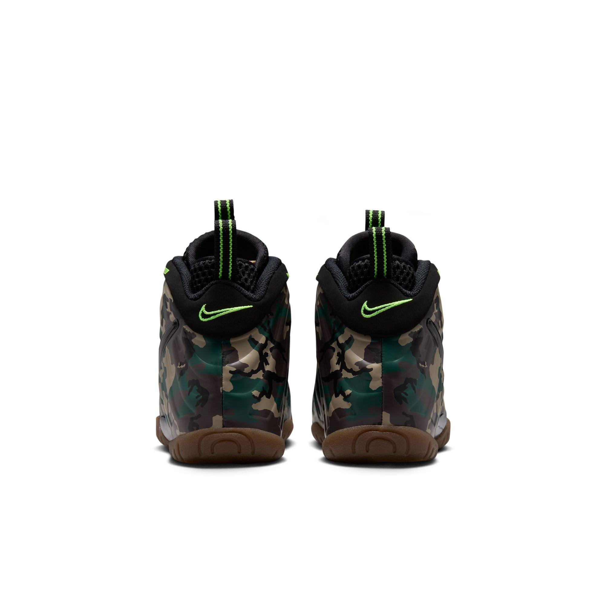 Nike Air Foamposite Pro Premium "Green Camo" Preschool Kids' Shoe - BLACK/VOLTAGE GREEN/GUM DARK BROWN