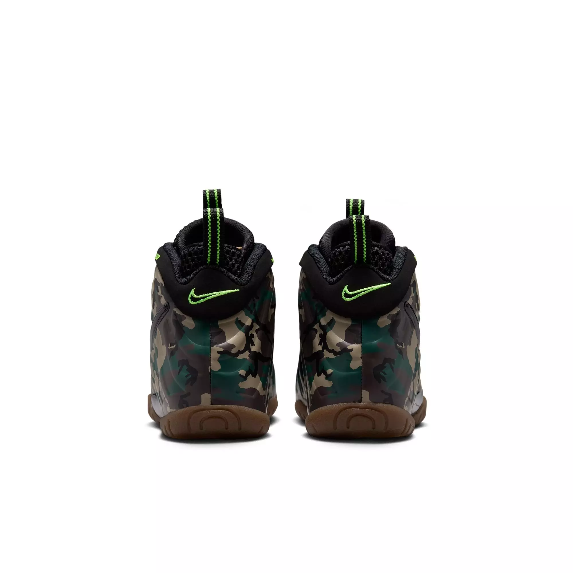 Nike Air Foamposite Pro Premium "Green Camo" Preschool Kids' Shoe - BLACK/VOLTAGE GREEN/GUM DARK BROWN