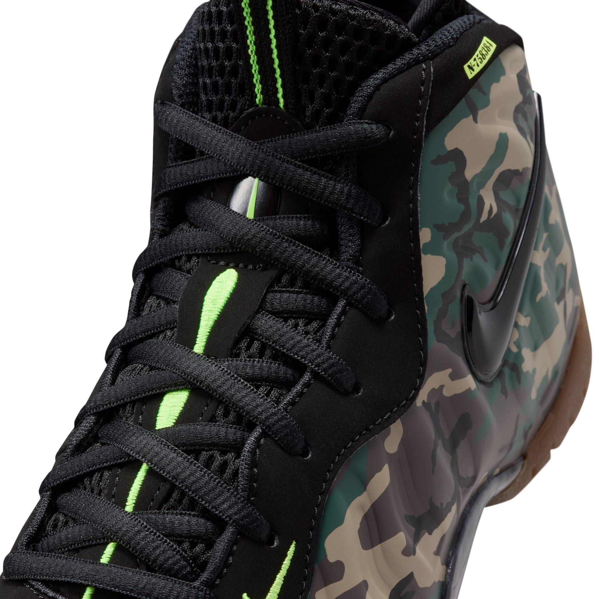 Nike Air Foamposite Pro Premium "Green Camo" Preschool Kids' Shoe - BLACK/VOLTAGE GREEN/GUM DARK BROWN