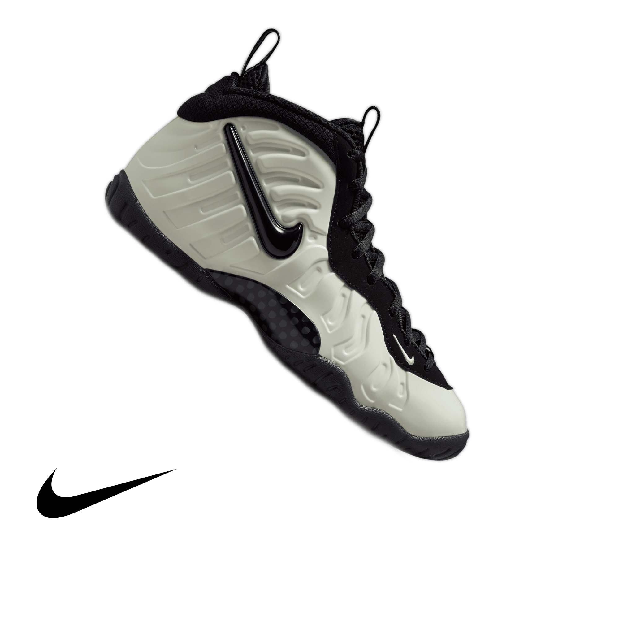 Nike Air Foamposite Pro Premium "Glow in the Dark" Grade School Kids' Shoe - SUMMIT WHITE/BLACK