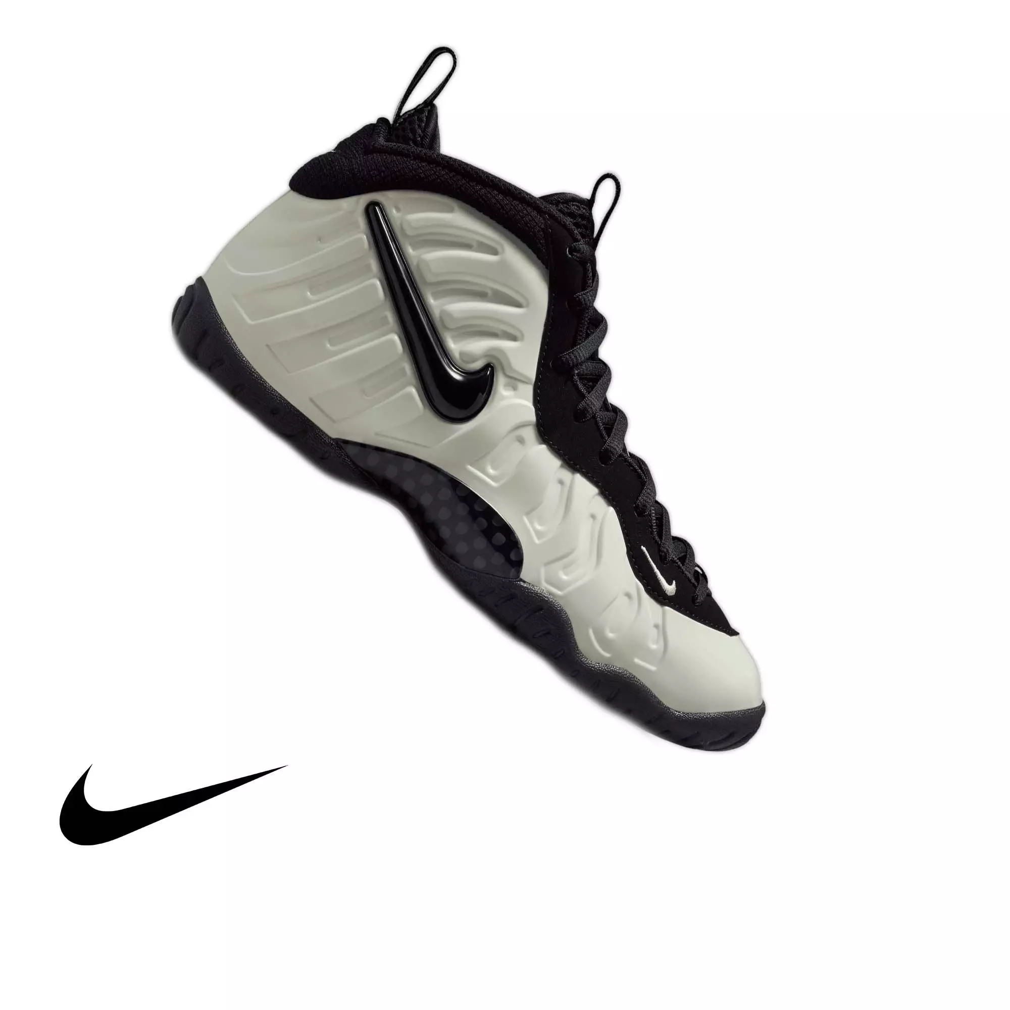 Nike Air Foamposite Pro Premium "Glow in the Dark" Grade School Kids' Shoe - SUMMIT WHITE/BLACK