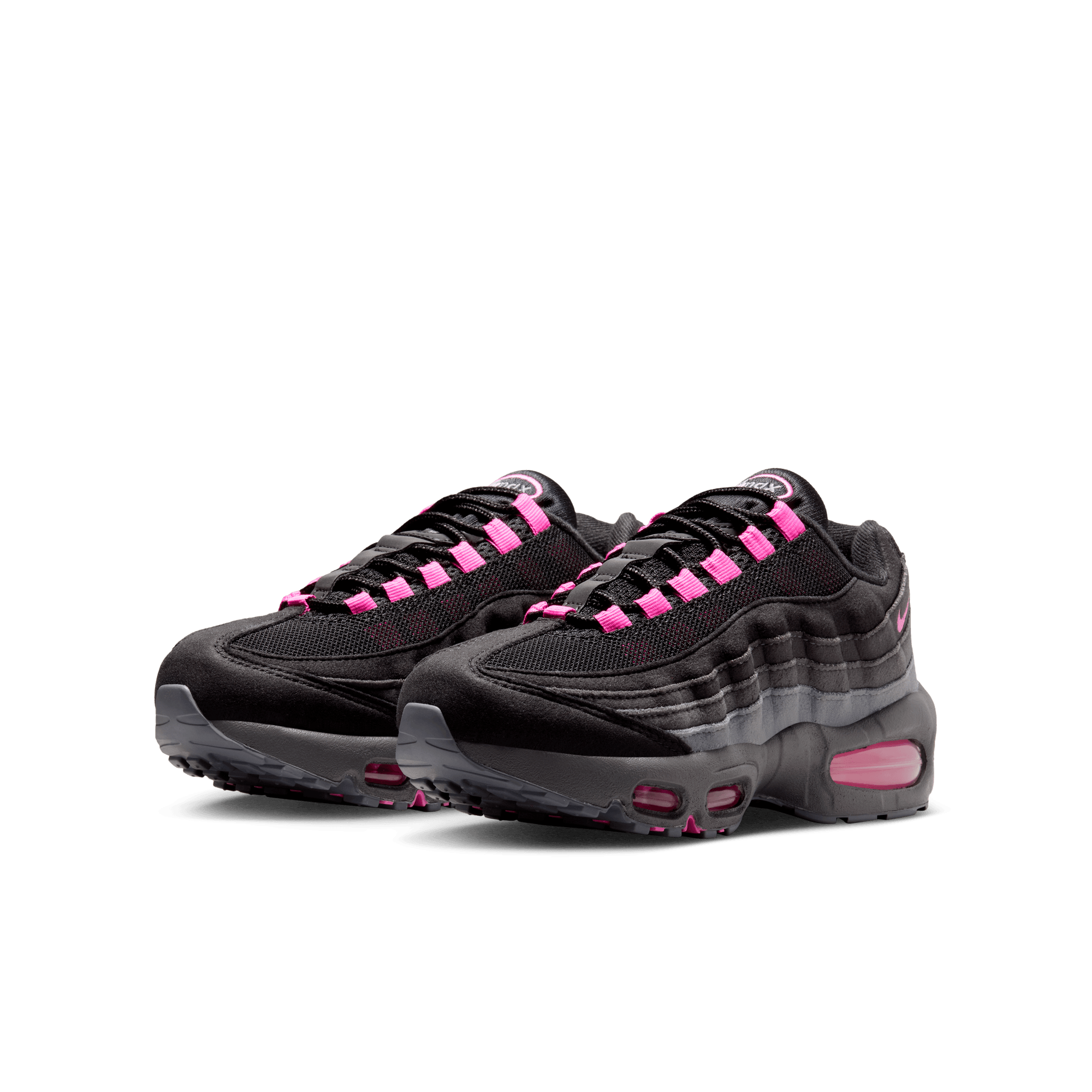 Nike Air Max 95 Big Bubble "Black/Playful Pink/Cool Grey" Grade School Girls' Shoe - BLACK/PINK Thumbnail View 5
