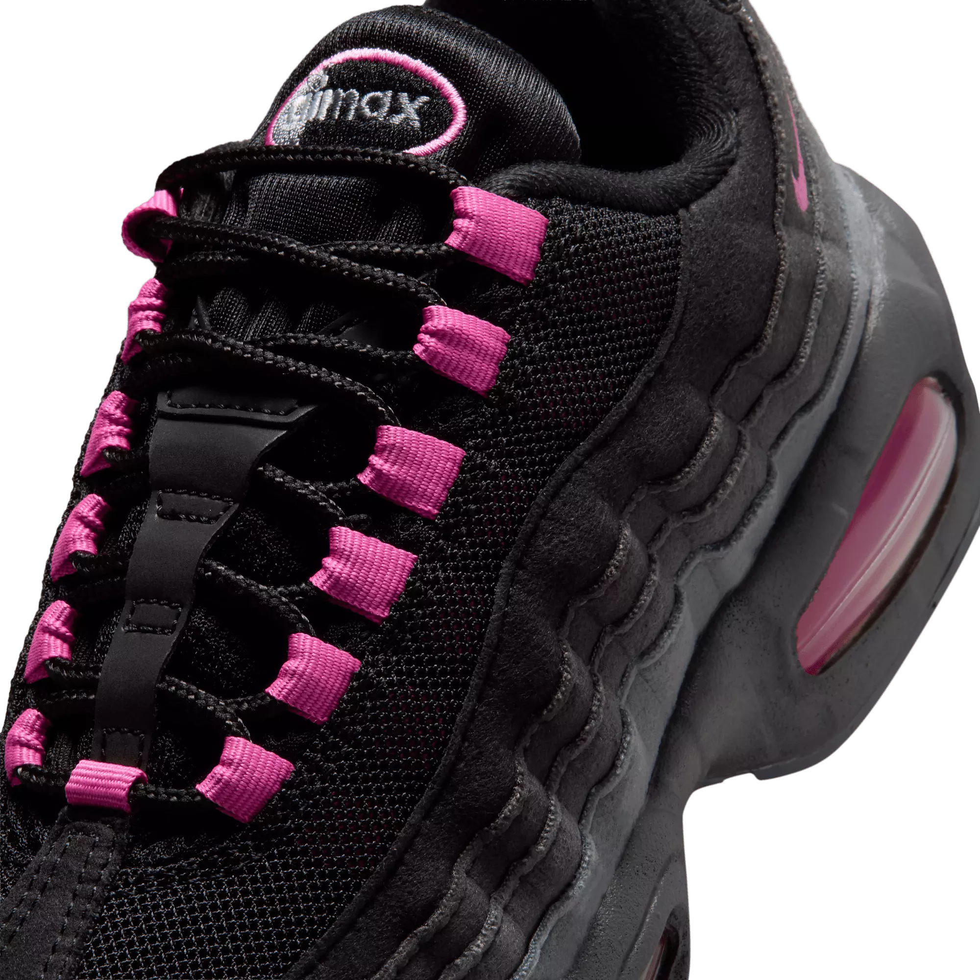 Nike Air Max 95 Big Bubble "Black/Playful Pink/Cool Grey" Grade School Girls' Shoe - BLACK/PINK