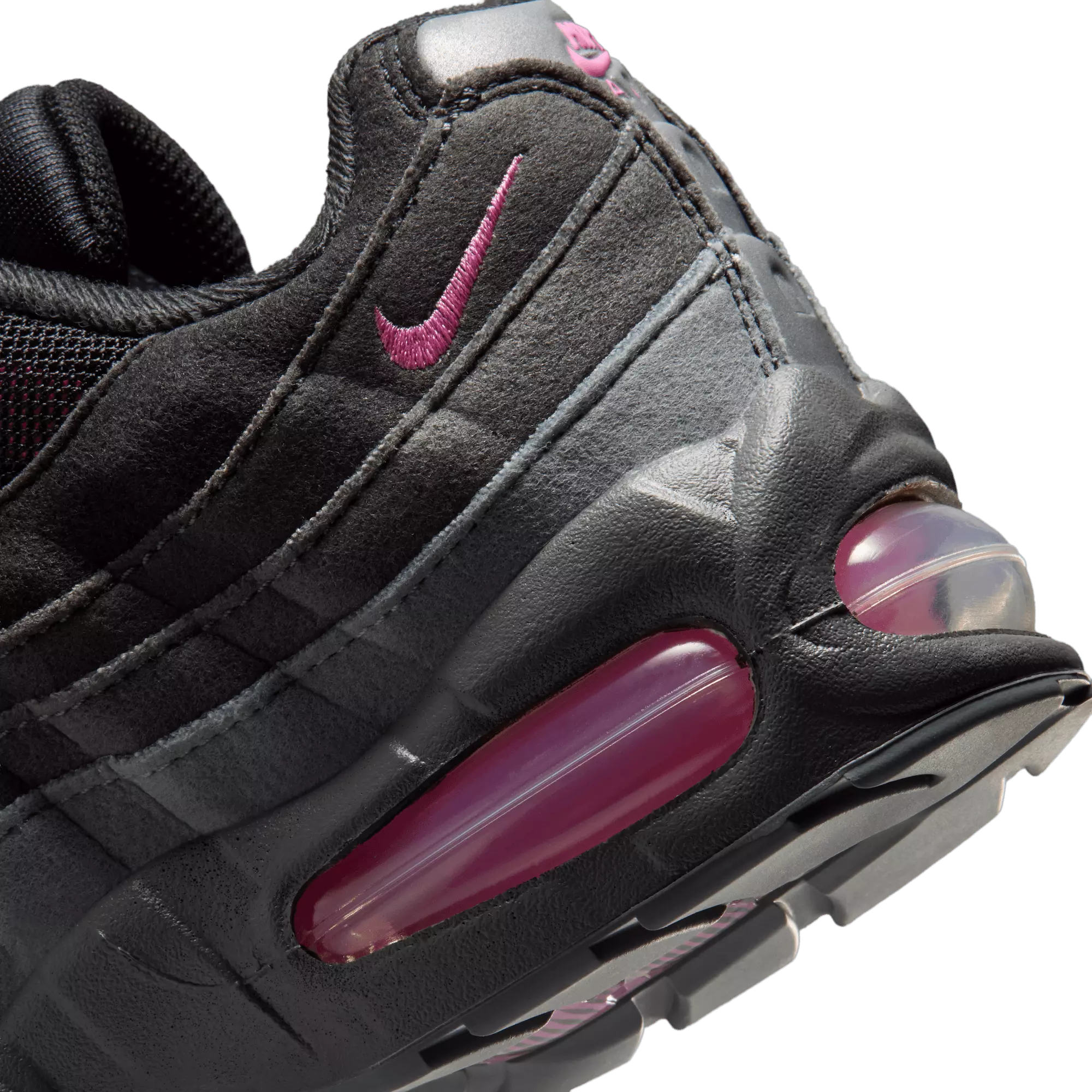 Nike Air Max 95 Big Bubble "Black/Playful Pink/Cool Grey" Grade School Girls' Shoe - BLACK/PINK