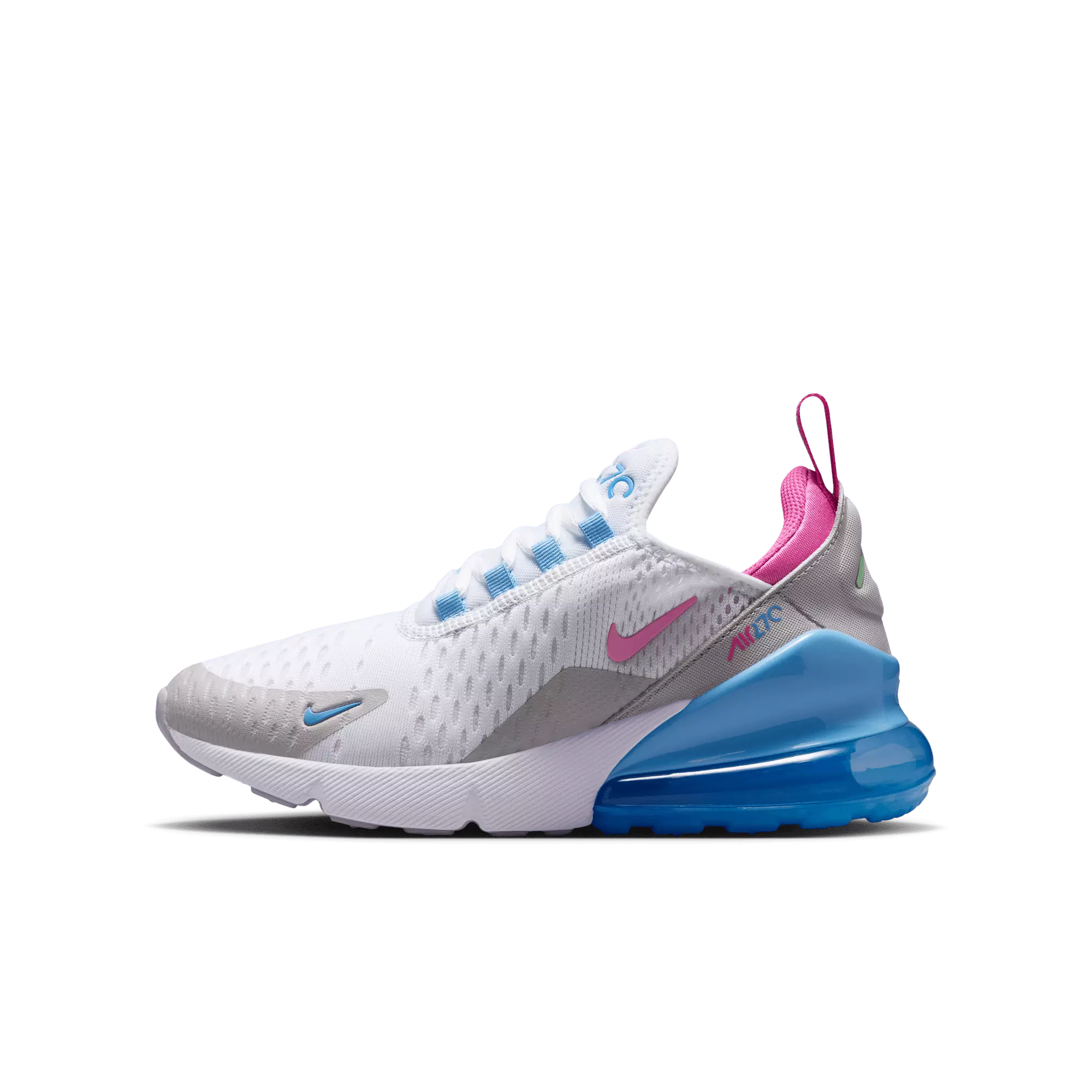 Nike Air Max 270 "White/Pinksicle/Football Blue" Grade School Girls' Shoe - WHITE/PINK/BLUE