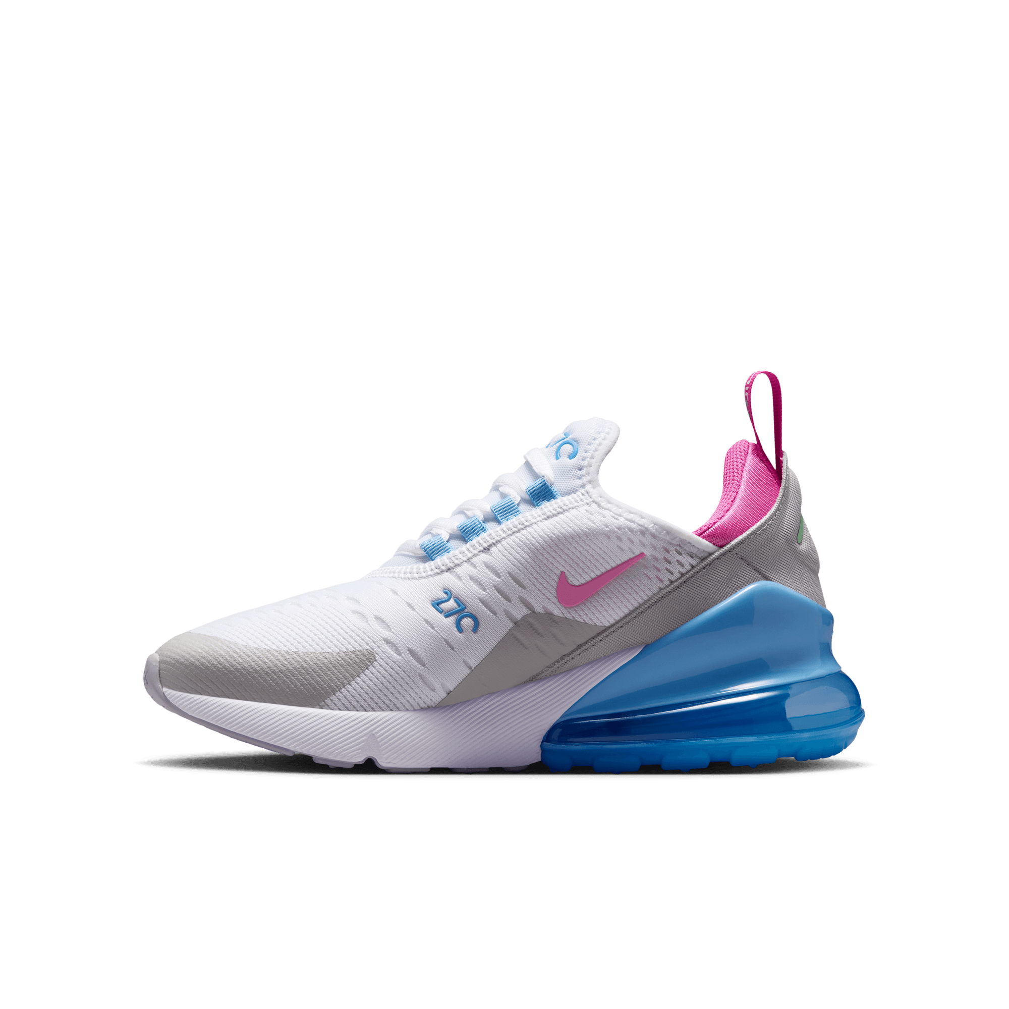 Nike Air Max 270 "White/Pinksicle/Football Blue" Grade School Girls' Shoe - WHITE/PINK/BLUE Thumbnail View 4
