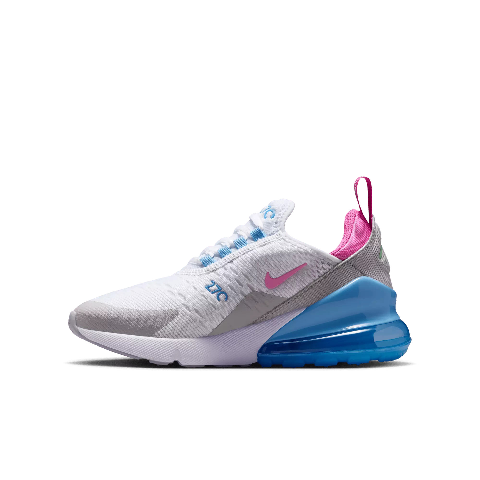 Nike Air Max 270 "White/Pinksicle/Football Blue" Grade School Girls' Shoe - WHITE/PINK/BLUE