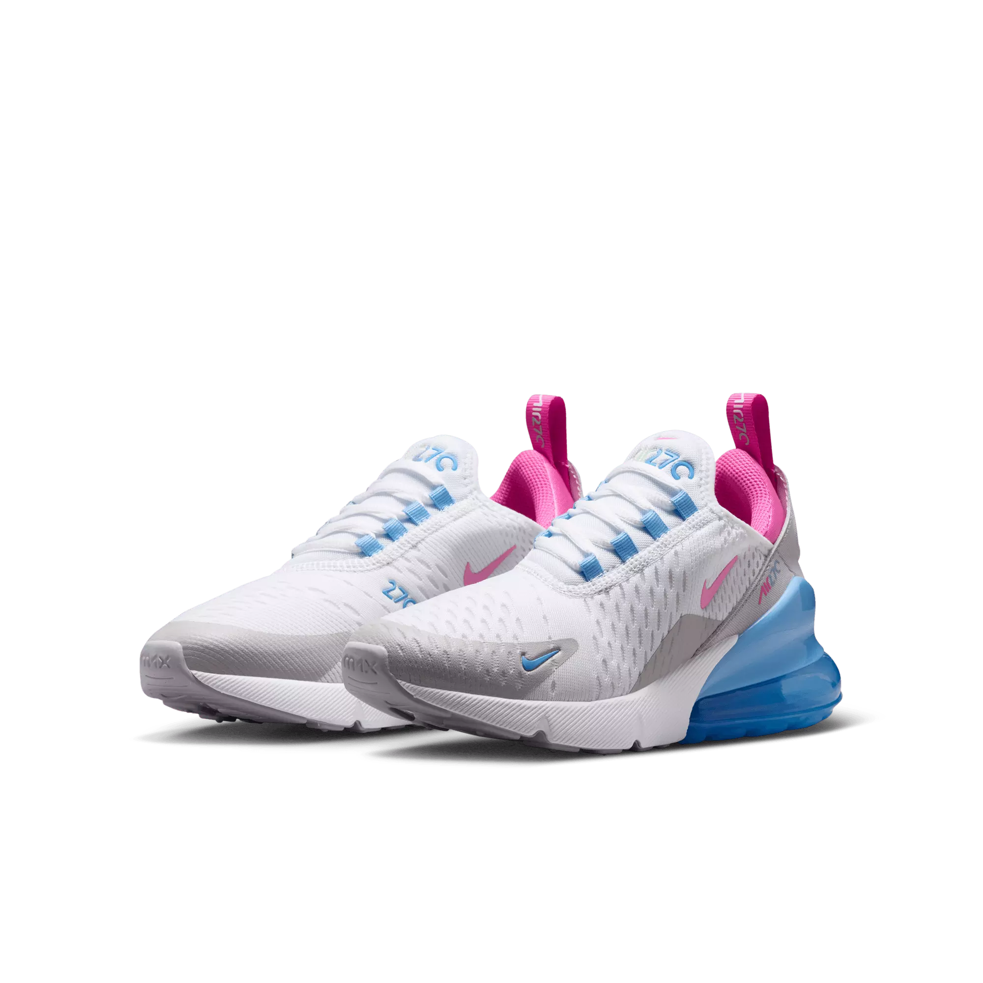 Nike Air Max 270 "White/Pinksicle/Football Blue" Grade School Girls' Shoe - WHITE/PINK/BLUE