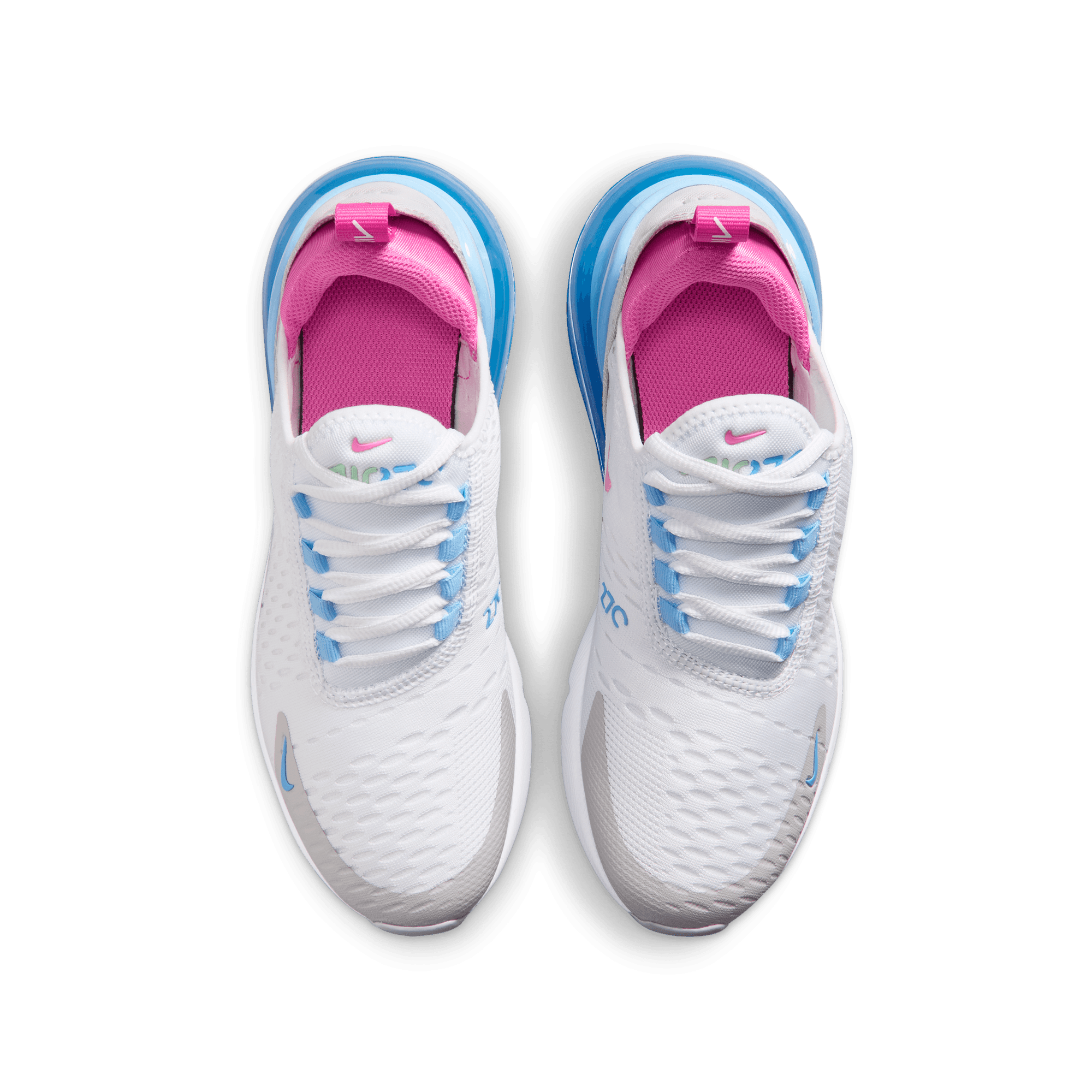 Nike Air Max 270 "White/Pinksicle/Football Blue" Grade School Girls' Shoe - WHITE/PINK/BLUE Thumbnail View 6