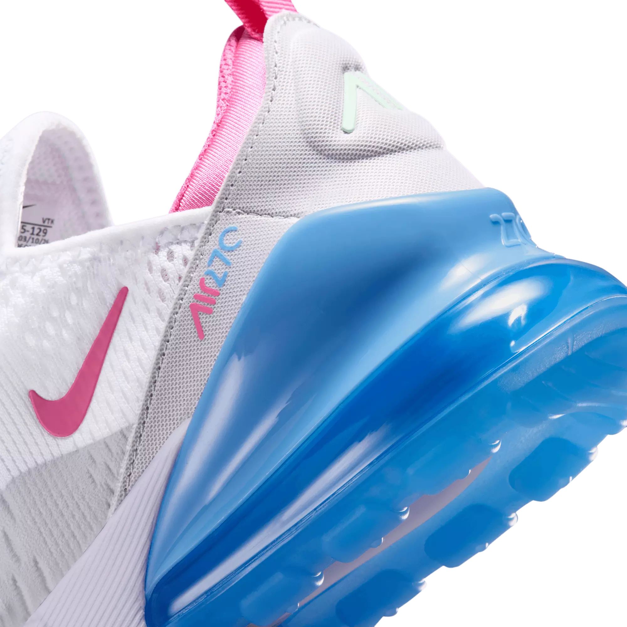 Nike Air Max 270 "White/Pinksicle/Football Blue" Grade School Girls' Shoe - WHITE/PINK/BLUE
