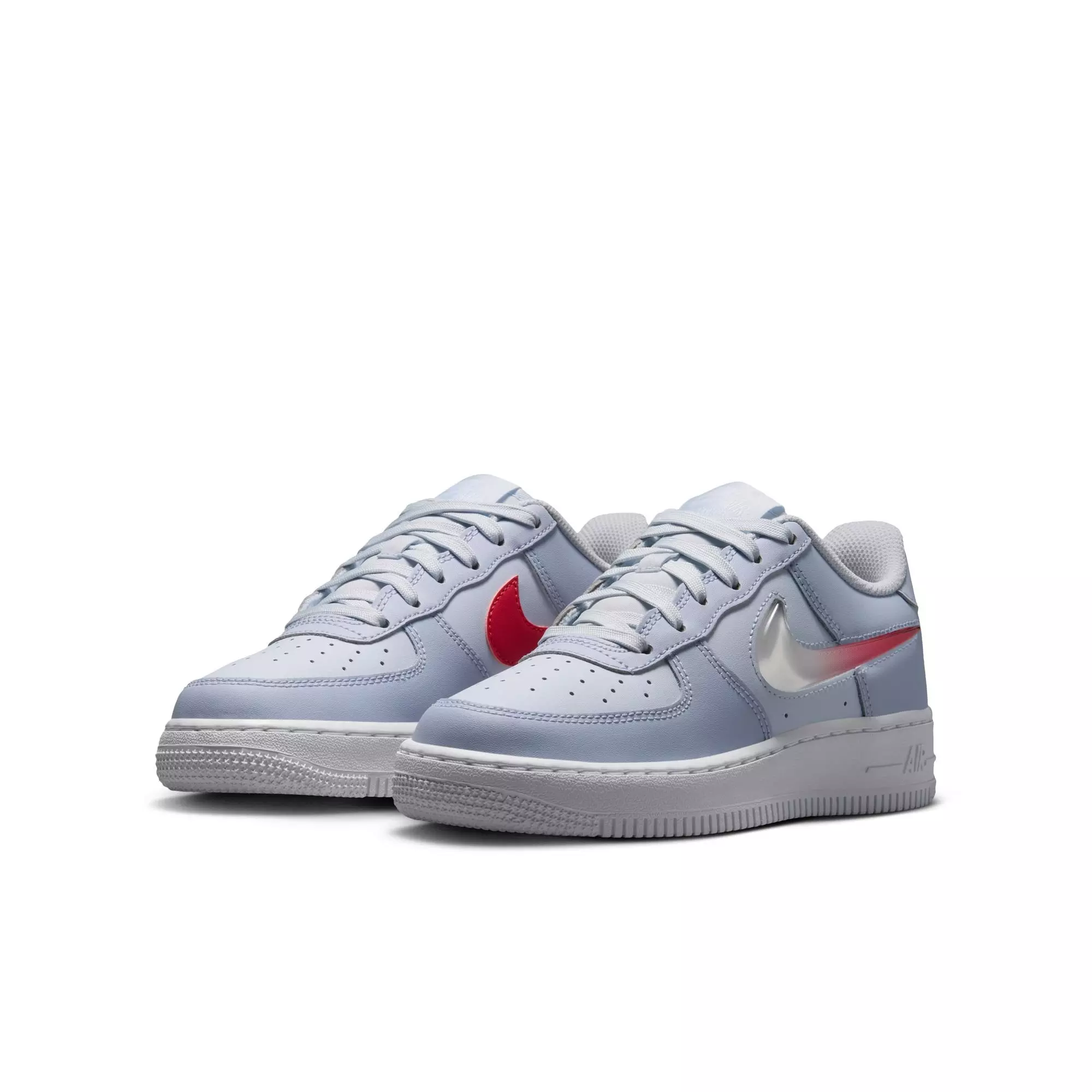 Nike Air Force 1 "Football Grey/Tropical Pink/Ghost/White" Grade School Girls' Shoe - GREY/PINK