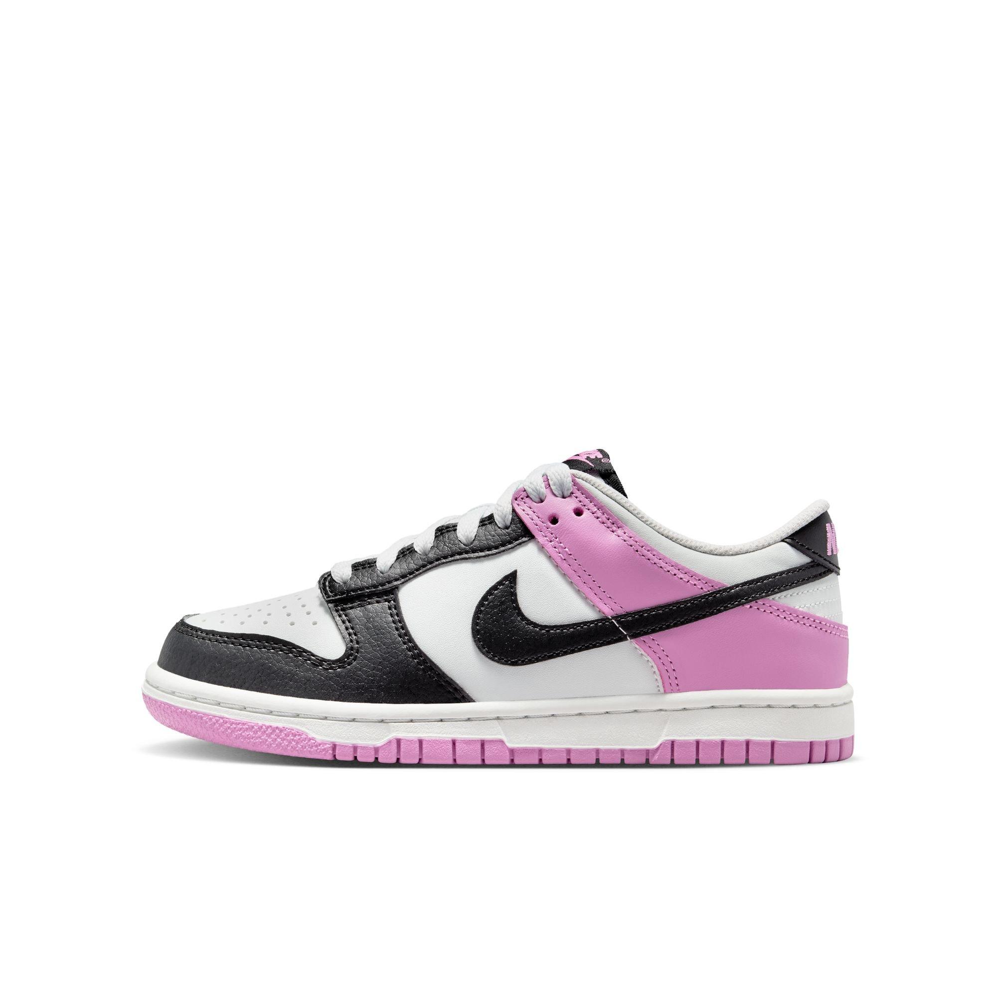 Nike Dunk Low "Off White/Black/Lt Magenta" Grade School Girls' Shoe - PURPLE/BLACK Thumbnail View 3
