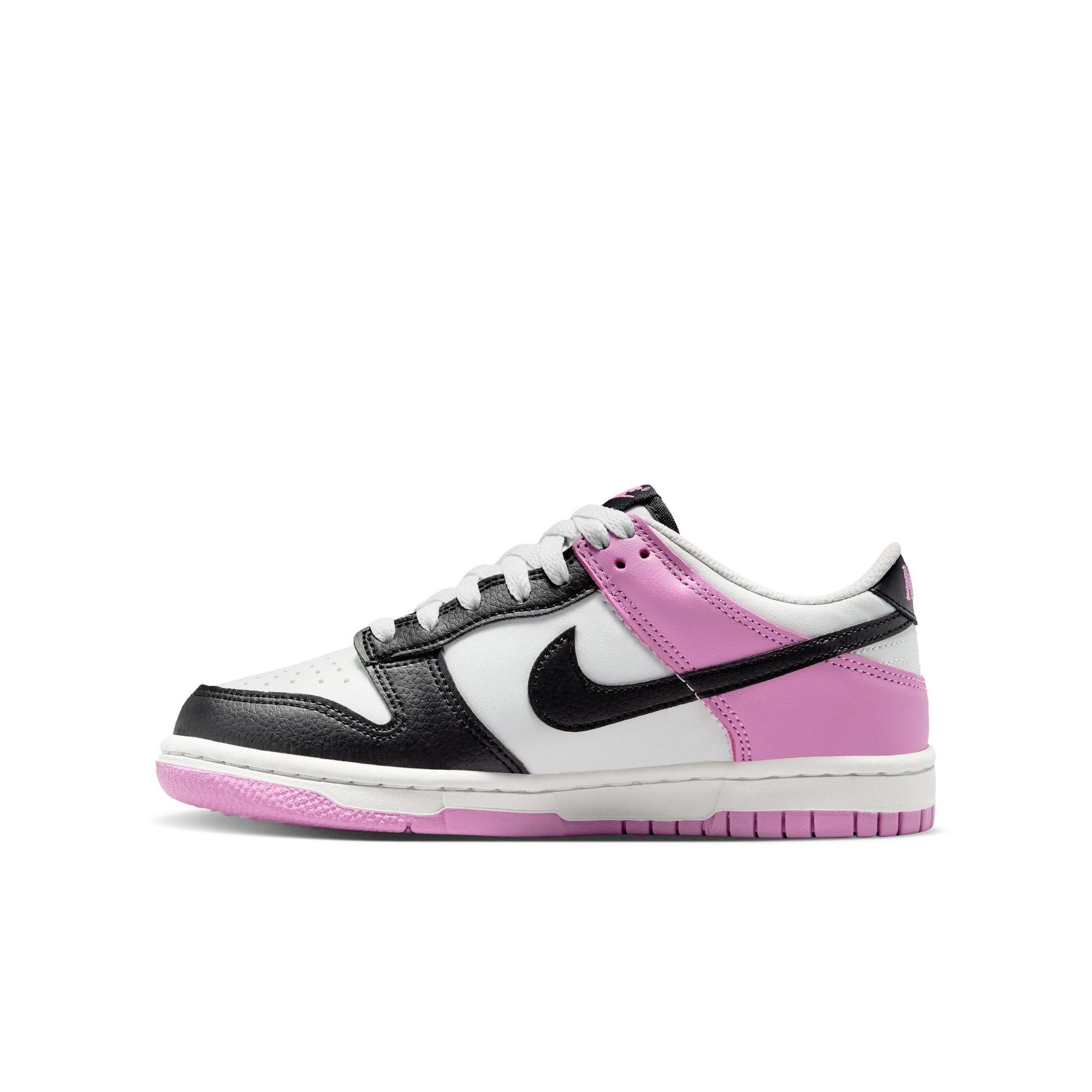 Nike Dunk Low "Off White/Black/Lt Magenta" Grade School Girls' Shoe - PURPLE/BLACK Thumbnail View 4