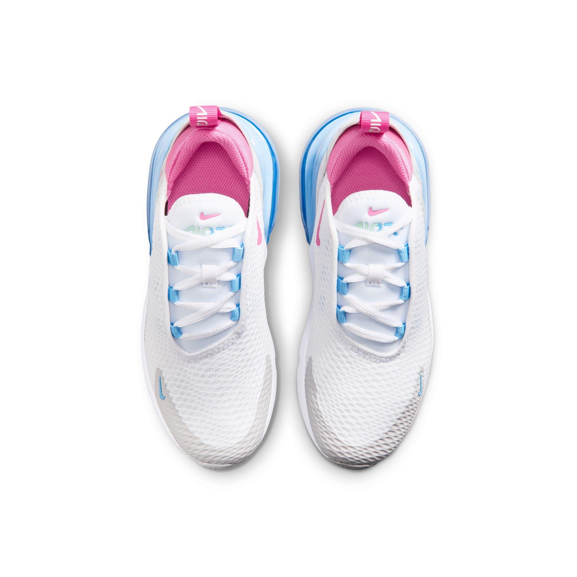 Nike Air Max 270 "White/Pinksicle/Football Blue" Preschool Girls' Shoe - WHITE/PINK/BLUE Thumbnail View 6
