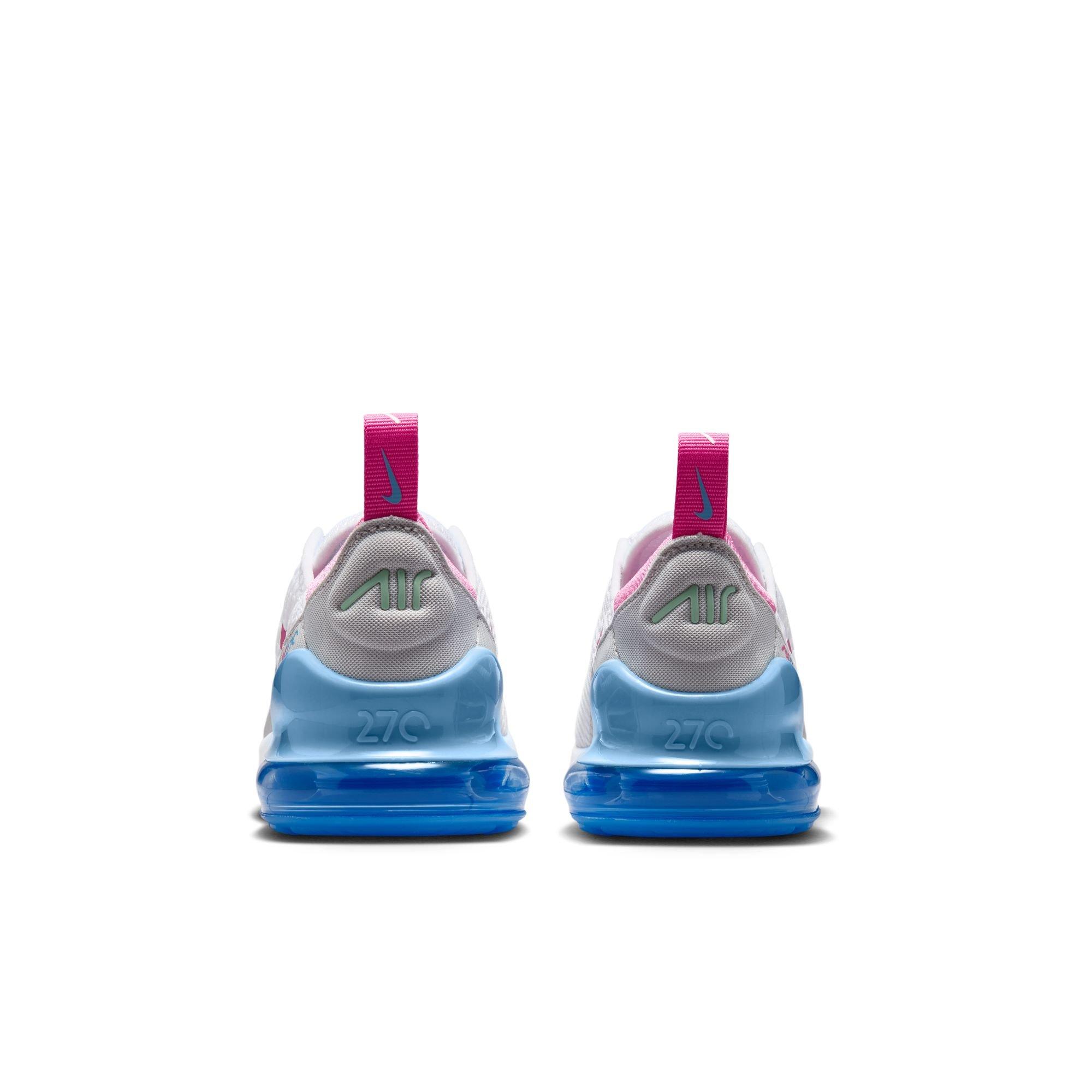 Nike Air Max 270 "White/Pinksicle/Football Blue" Preschool Boys' Shoe - WHITE/PINK/BLUE Thumbnail View 7