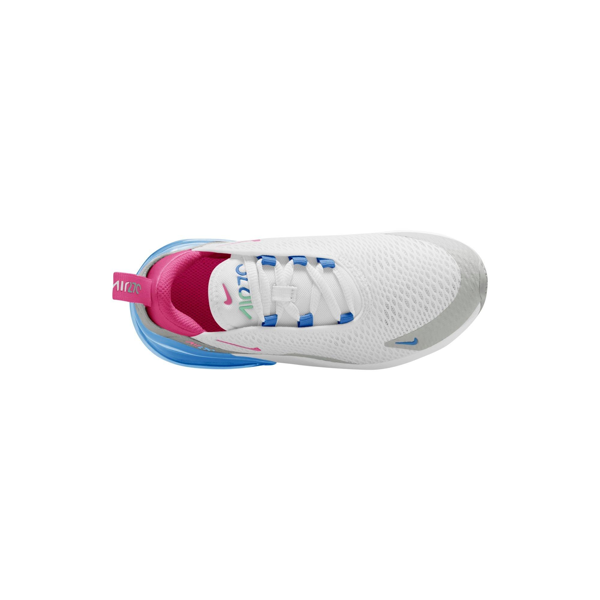 Nike Air Max 270 "White/Pinksicle/Football Blue" Preschool Girls' Shoe - WHITE/PINK/BLUE Thumbnail View 8