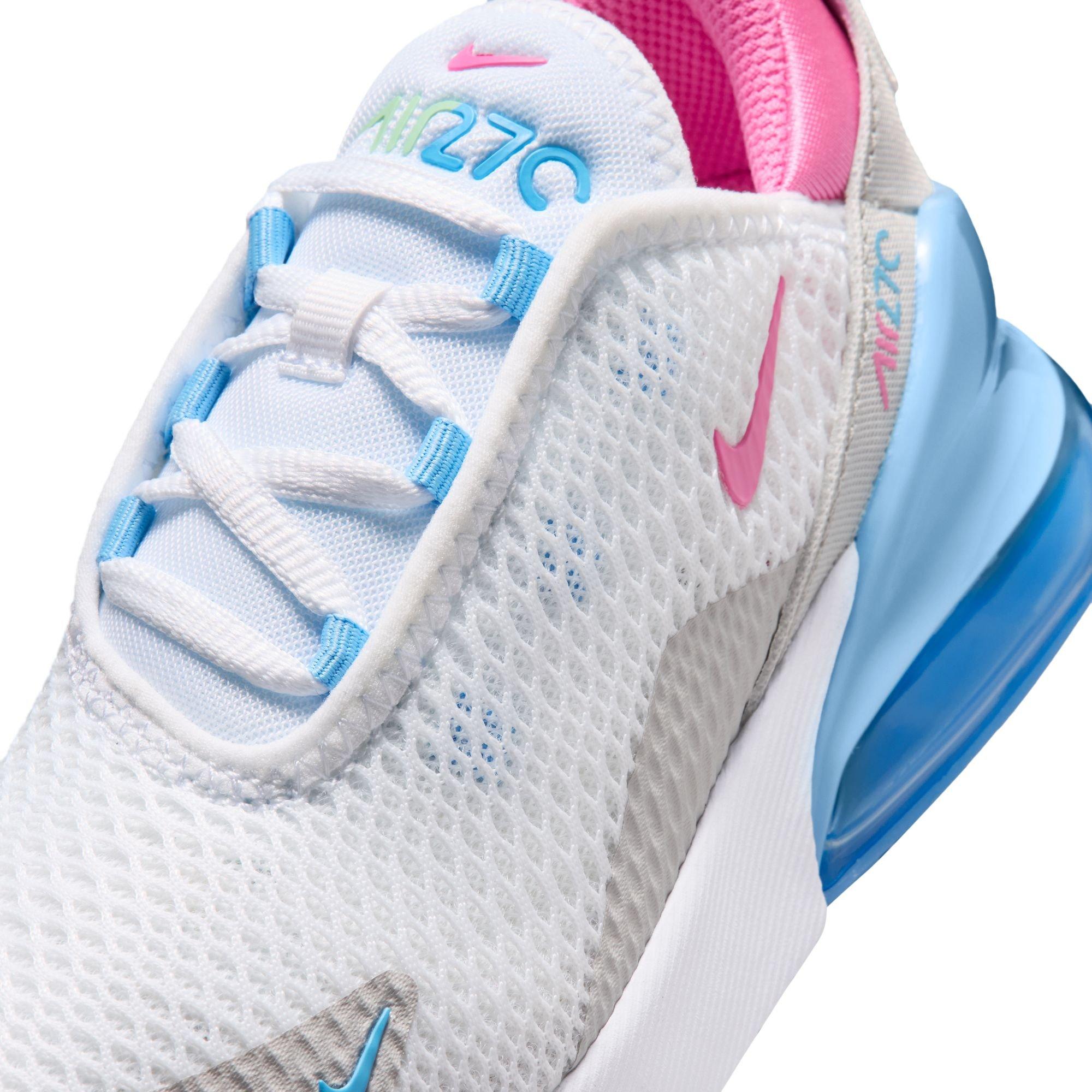 Nike Air Max 270 "White/Pinksicle/Football Blue" Preschool Girls' Shoe - WHITE/PINK/BLUE Thumbnail View 10