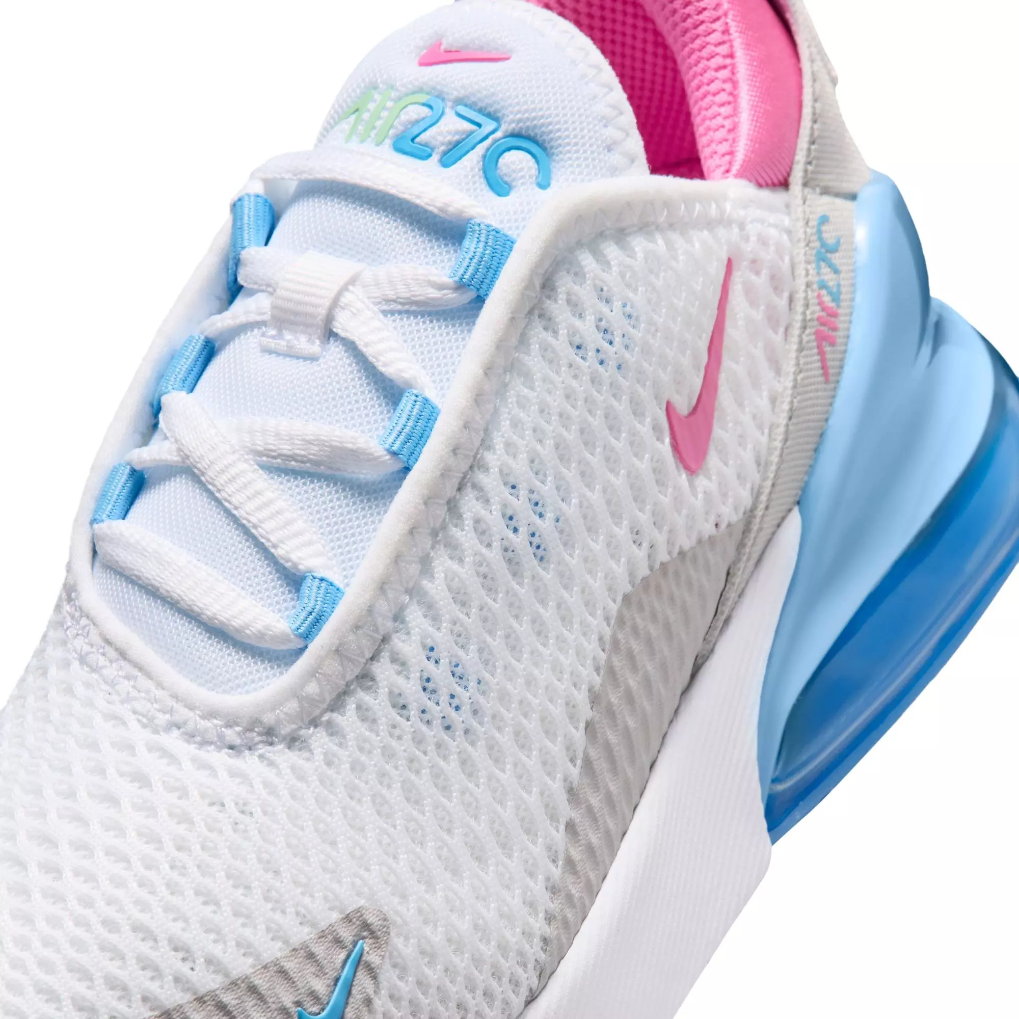Nike Air Max 270 "White/Pinksicle/Football Blue" Preschool Girls' Shoe - WHITE/PINK/BLUE