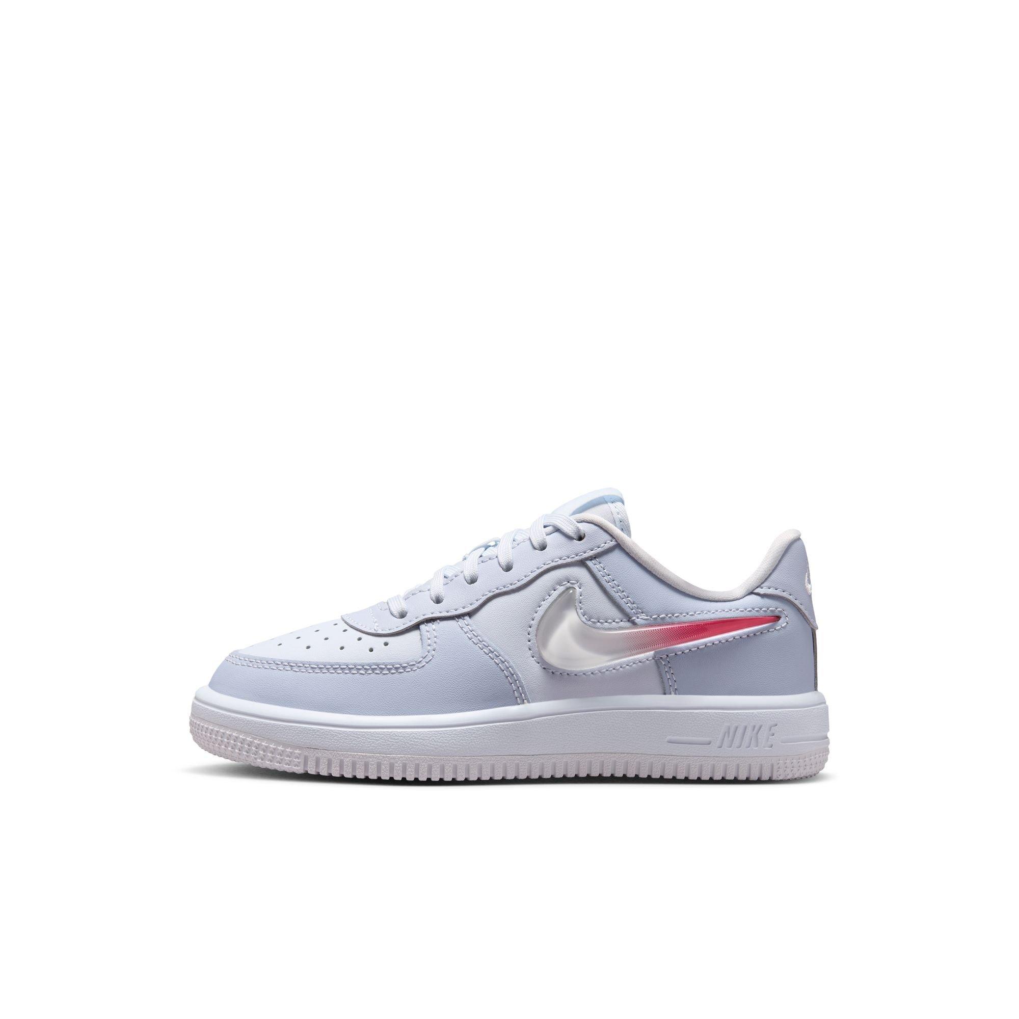 Nike Air Force 1 Low "Football Grey/Tropical Pink/Ghost/White" Preschool Girls' Shoe - GREY/PINK Thumbnail View 3