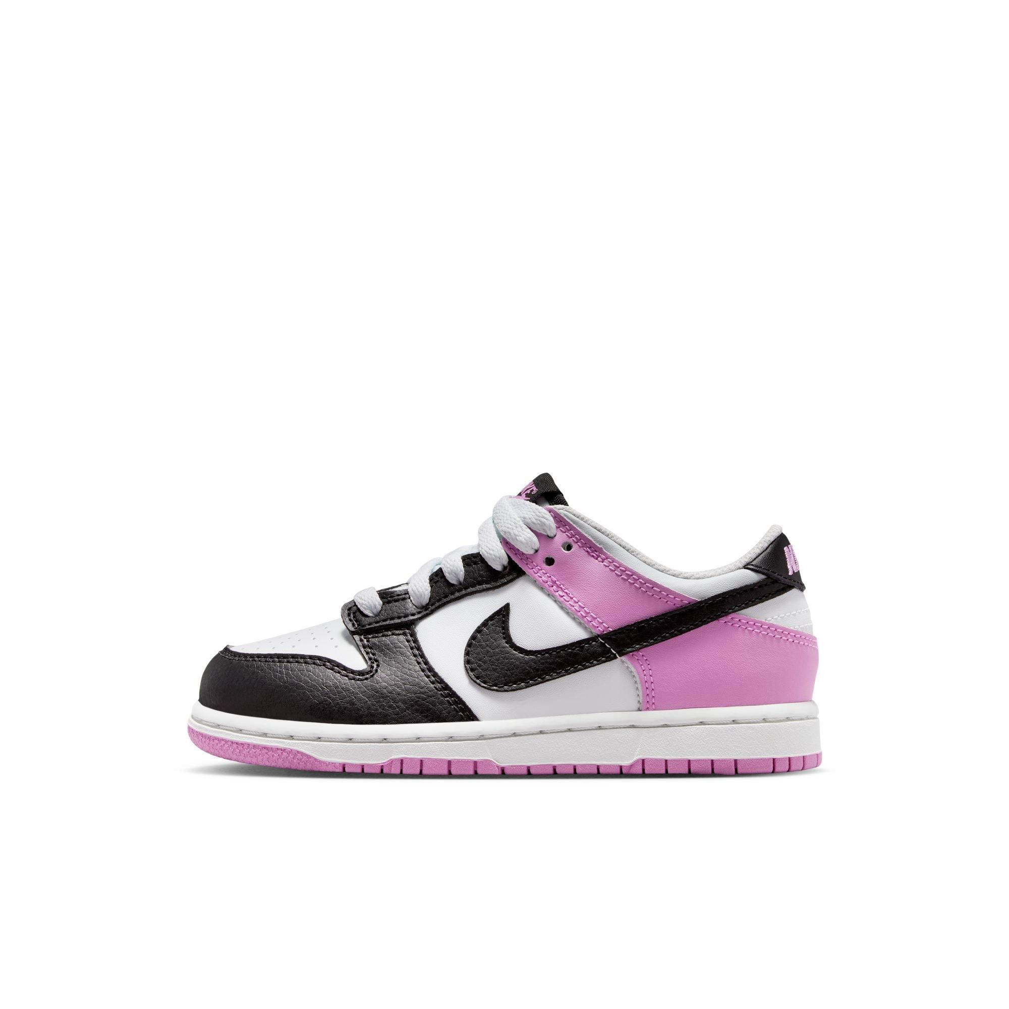 Nike Dunk Low "Off White/Black/Lt Magenta" Preschool Girls' Shoe - BLACK/PURPLE Thumbnail View 3
