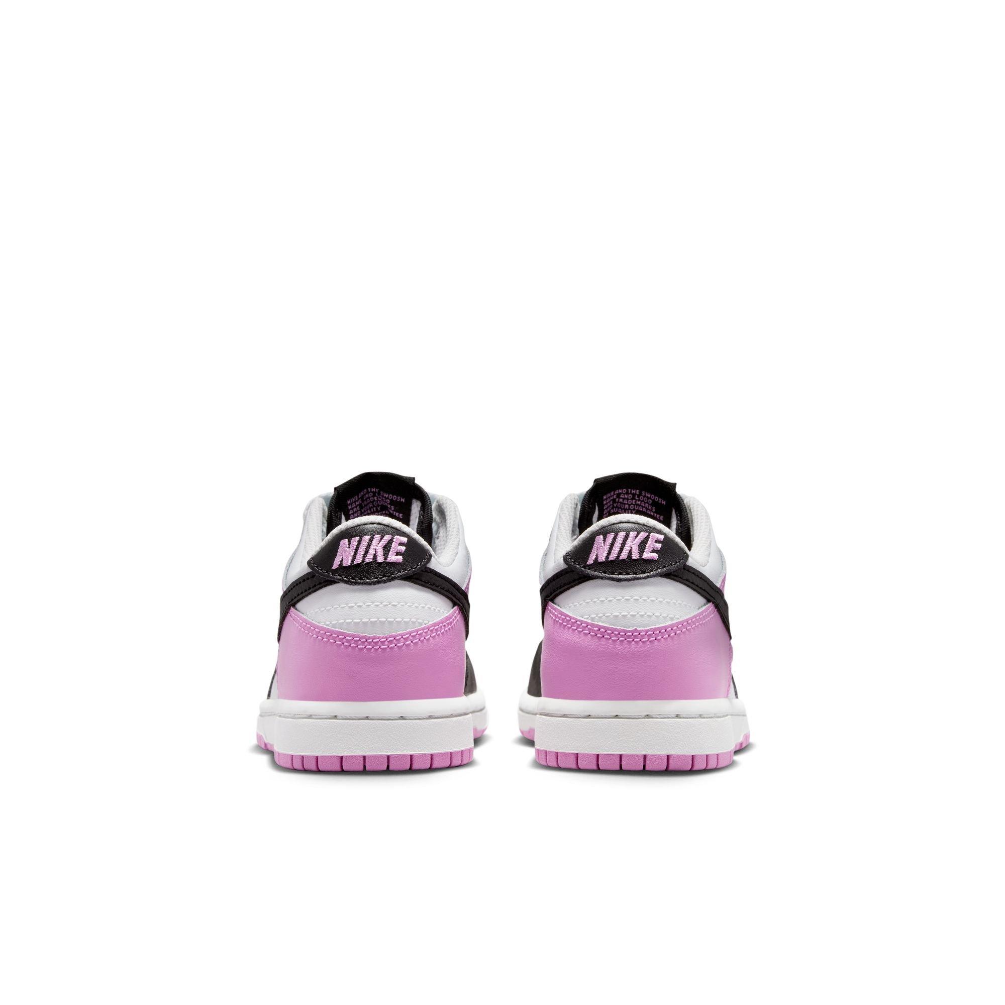 Nike Dunk Low "Off White/Black/Lt Magenta" Preschool Girls' Shoe - BLACK/PURPLE Thumbnail View 7