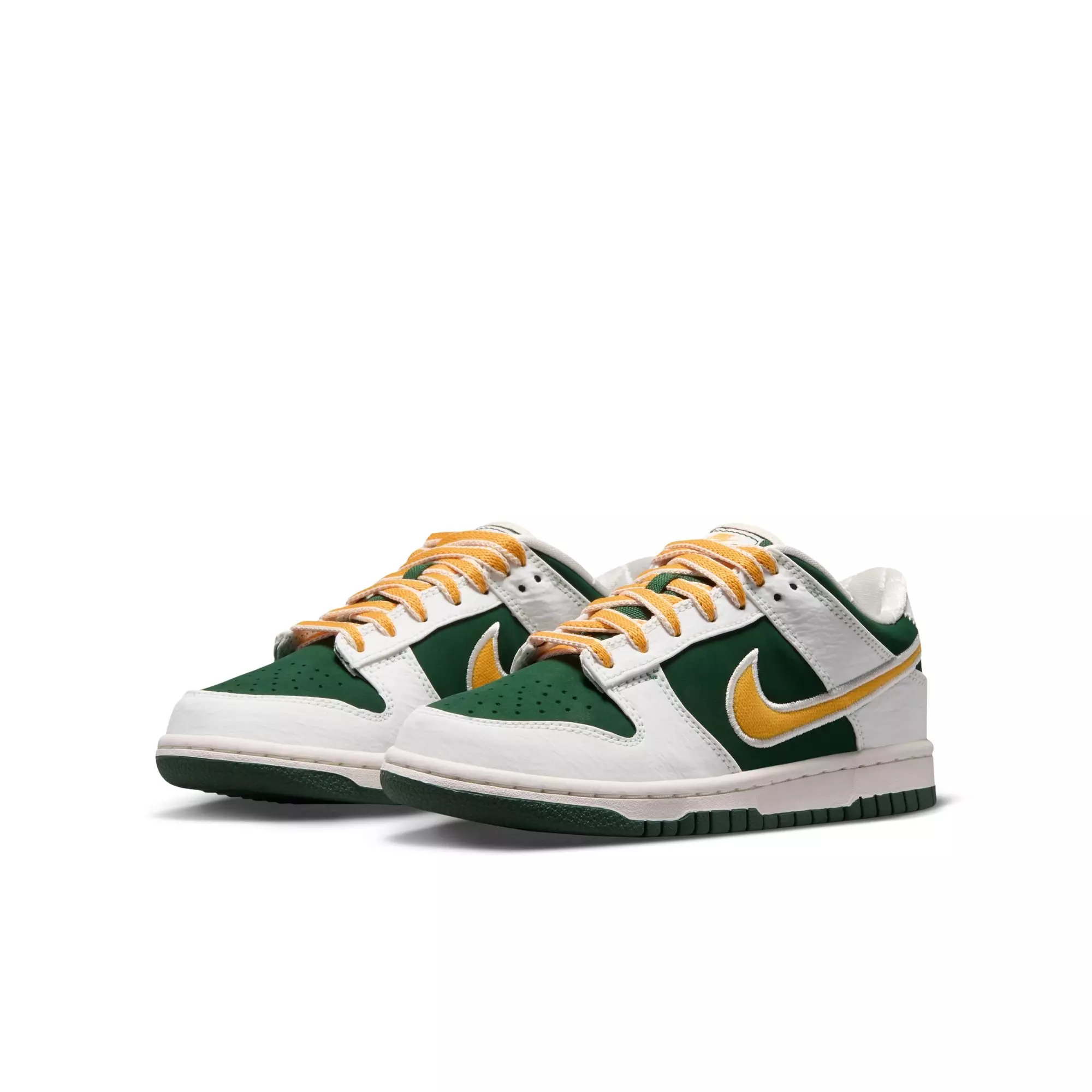 Nike Dunk Low LV8 "Sail/University Gold/Fir/University Red" Grade School Boys' Shoe - WHITE/GREEN/GOLD