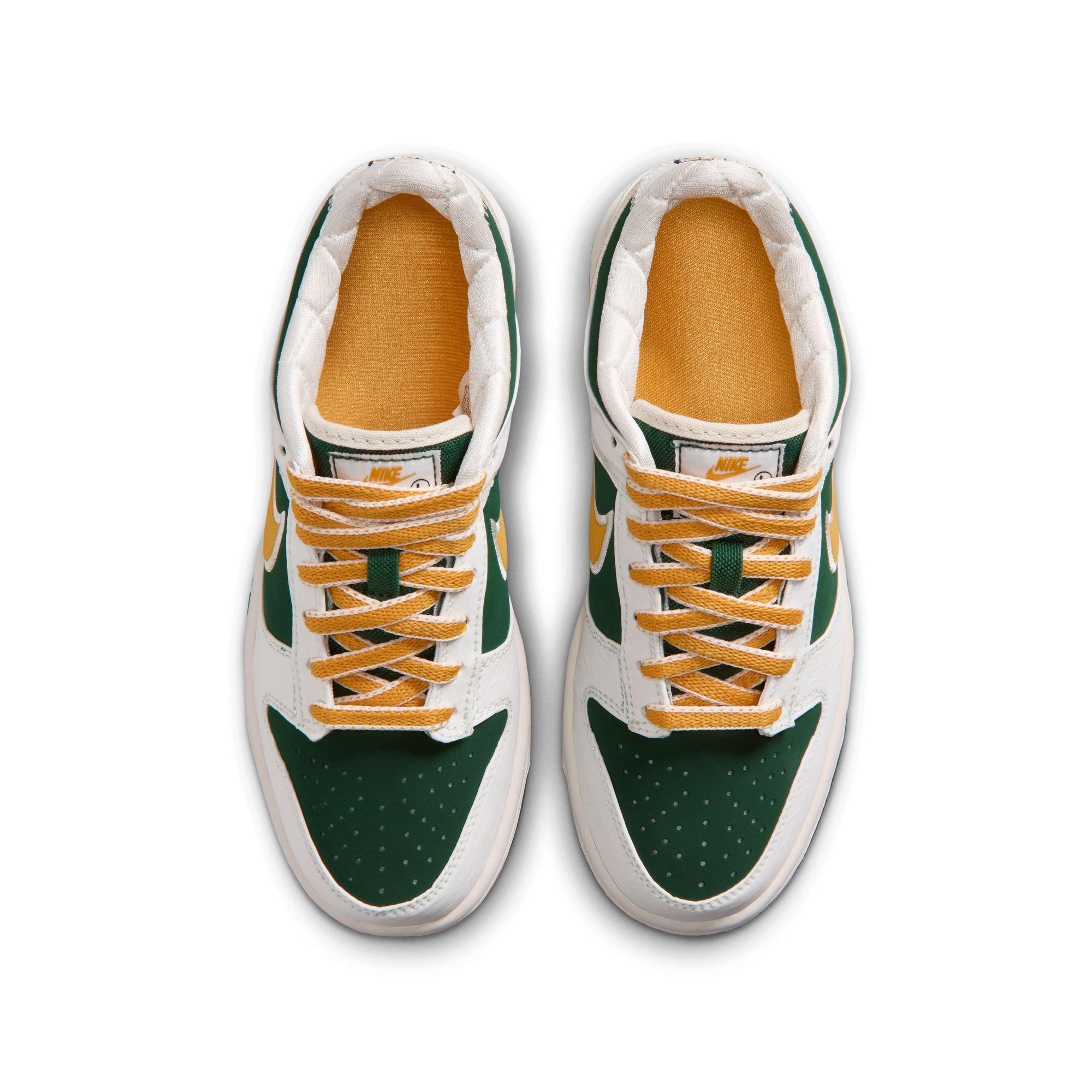 Nike Dunk Low LV8 "Sail/University Gold/Fir/University Red" Grade School Boys' Shoe - WHITE/GREEN/GOLD Thumbnail View 6