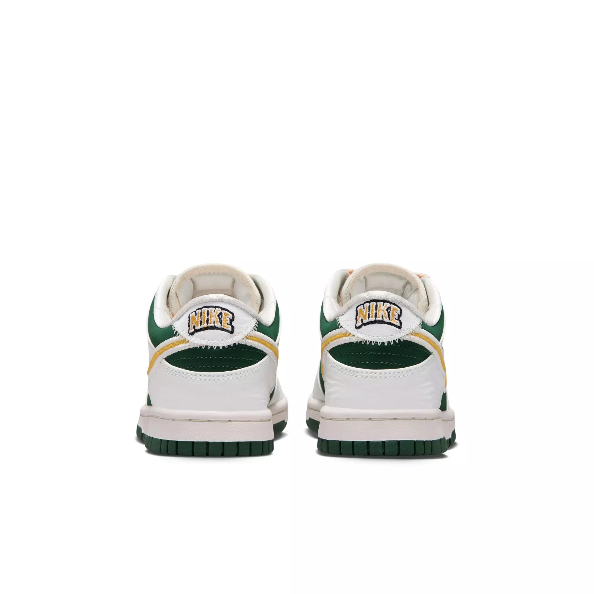 Nike Dunk Low LV8 "Sail/University Gold/Fir/University Red" Grade School Boys' Shoe - WHITE/GREEN/GOLD