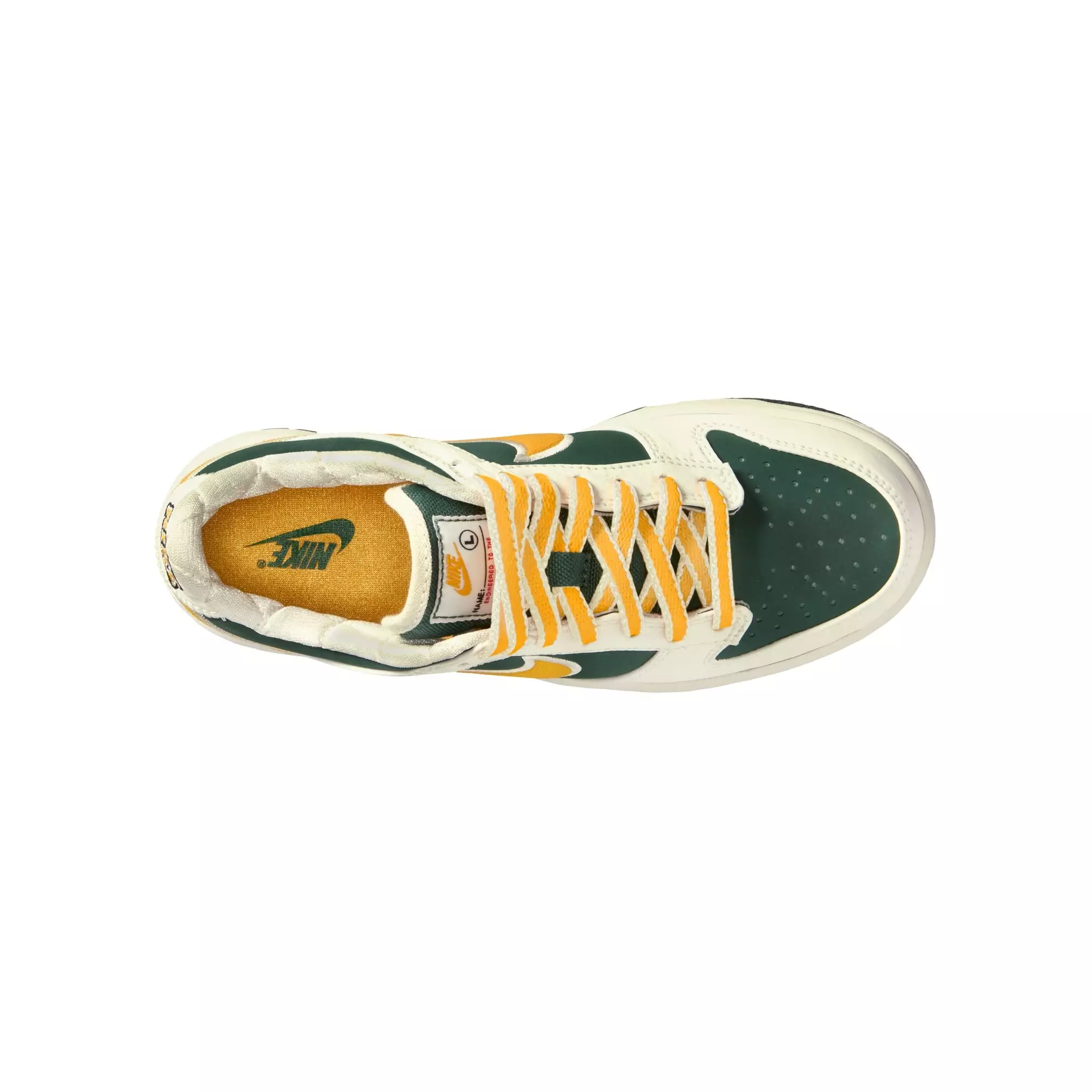 Nike Dunk Low LV8 "Sail/University Gold/Fir/University Red" Grade School Boys' Shoe - WHITE/GREEN/GOLD