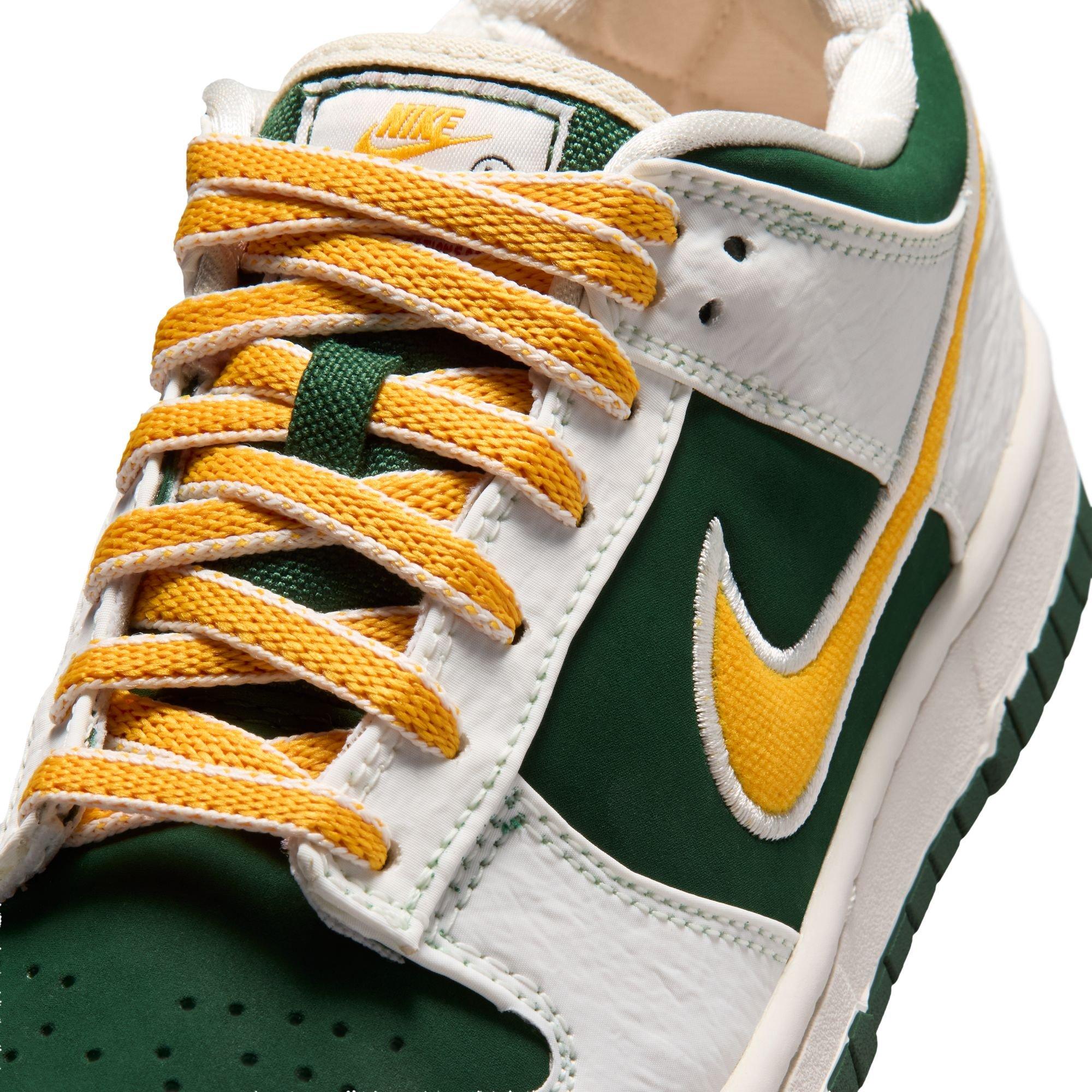 Nike Dunk Low LV8 "Sail/University Gold/Fir/University Red" Grade School Boys' Shoe - WHITE/GREEN/GOLD Thumbnail View 10
