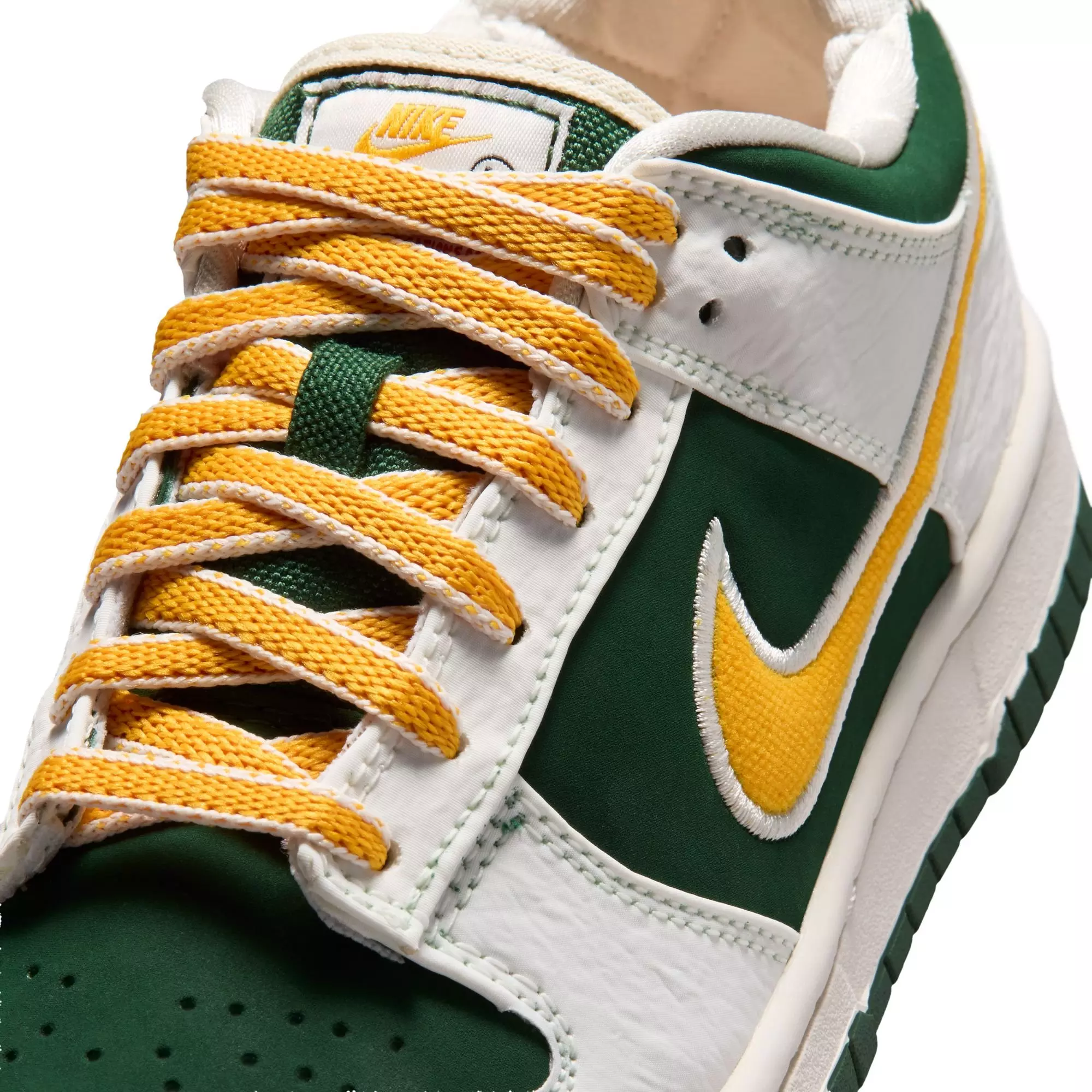 Nike Dunk Low LV8 "Sail/University Gold/Fir/University Red" Grade School Boys' Shoe - WHITE/GREEN/GOLD
