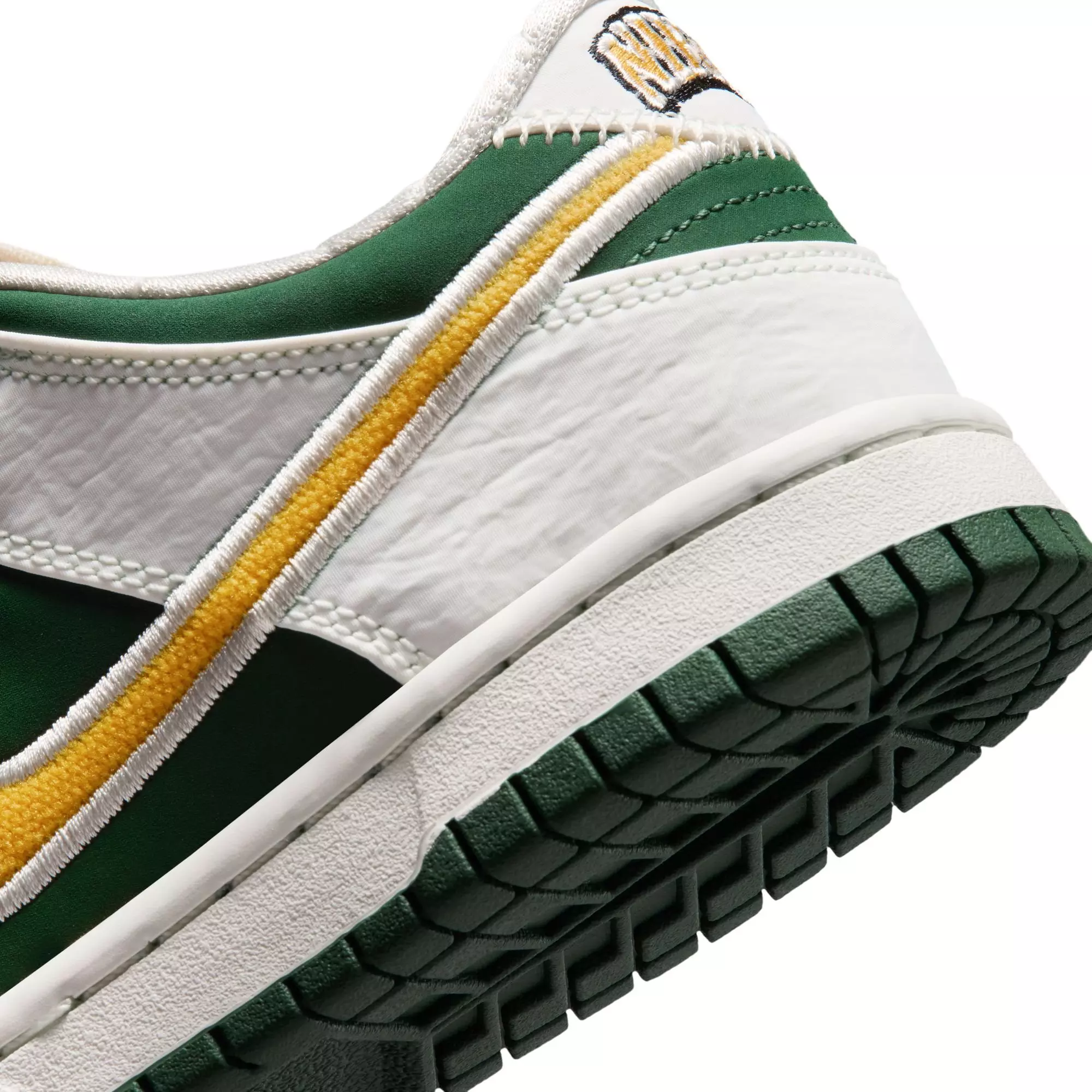 Nike Dunk Low LV8 "Sail/University Gold/Fir/University Red" Grade School Boys' Shoe - WHITE/GREEN/GOLD
