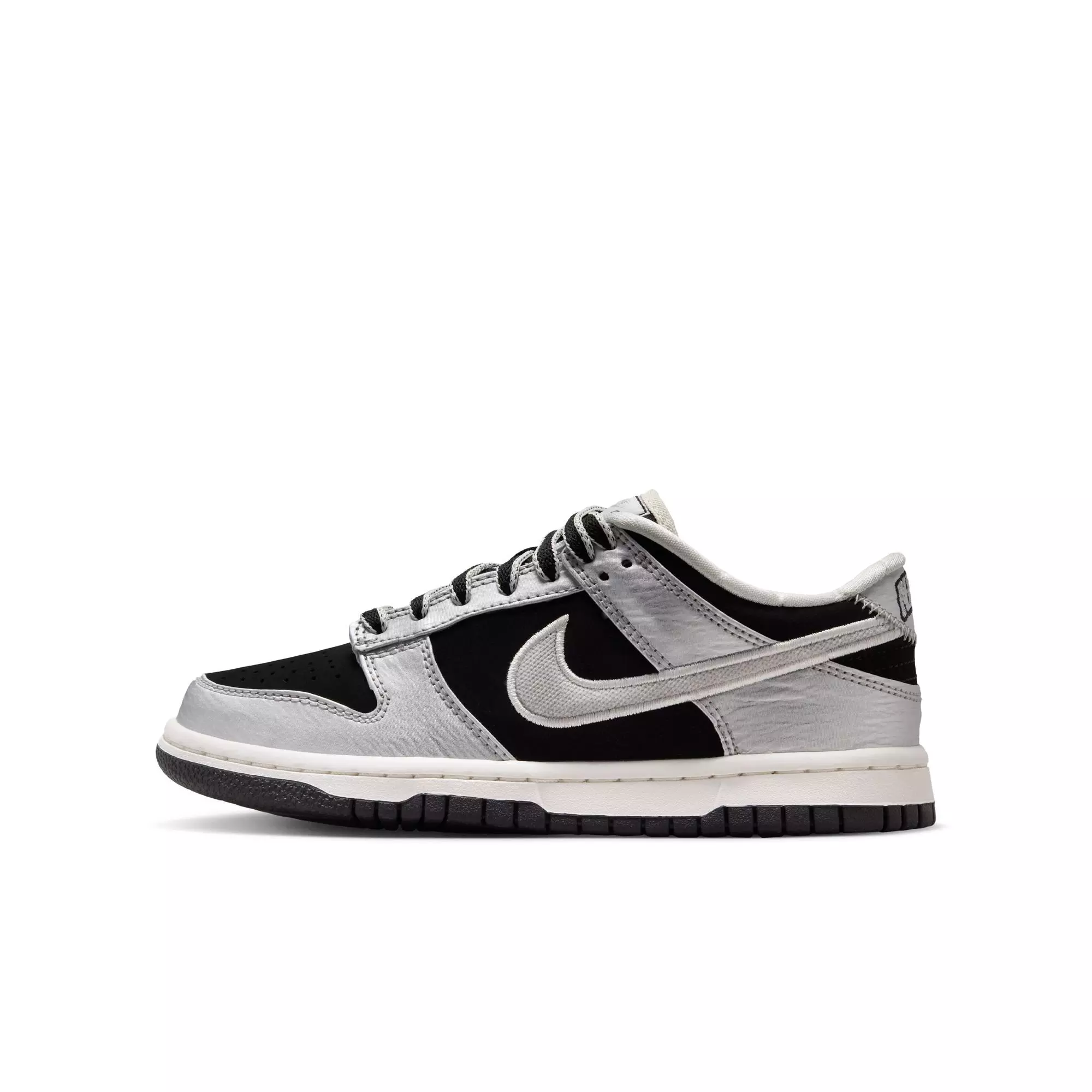 Nike Dunk Low LV8 "Metallic Silver/Black" Grade School Boys' Shoe - BLACK/SILVER