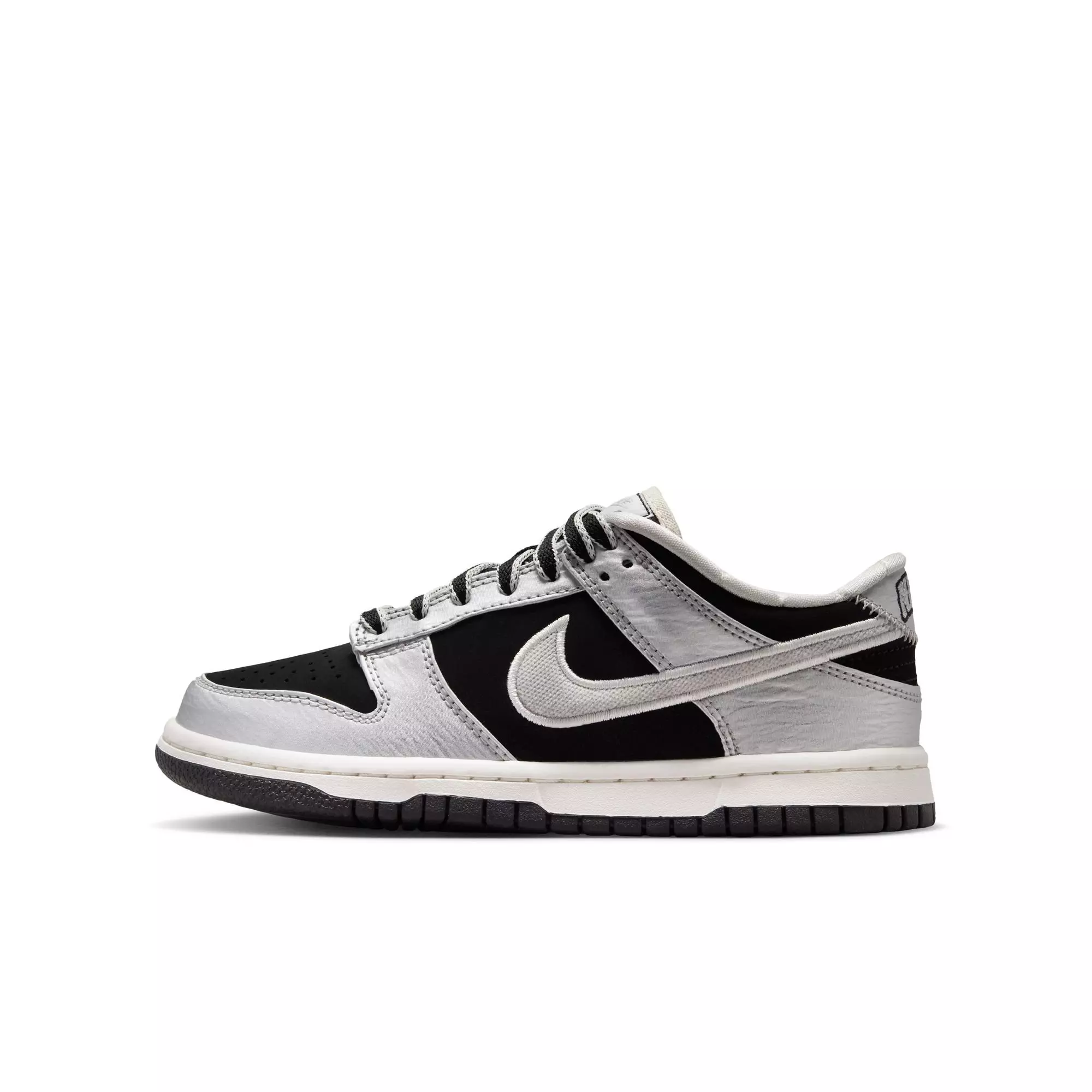 Nike Dunk Low LV8 "Metallic Silver/Black" Grade School Boys' Shoe - BLACK/SILVER