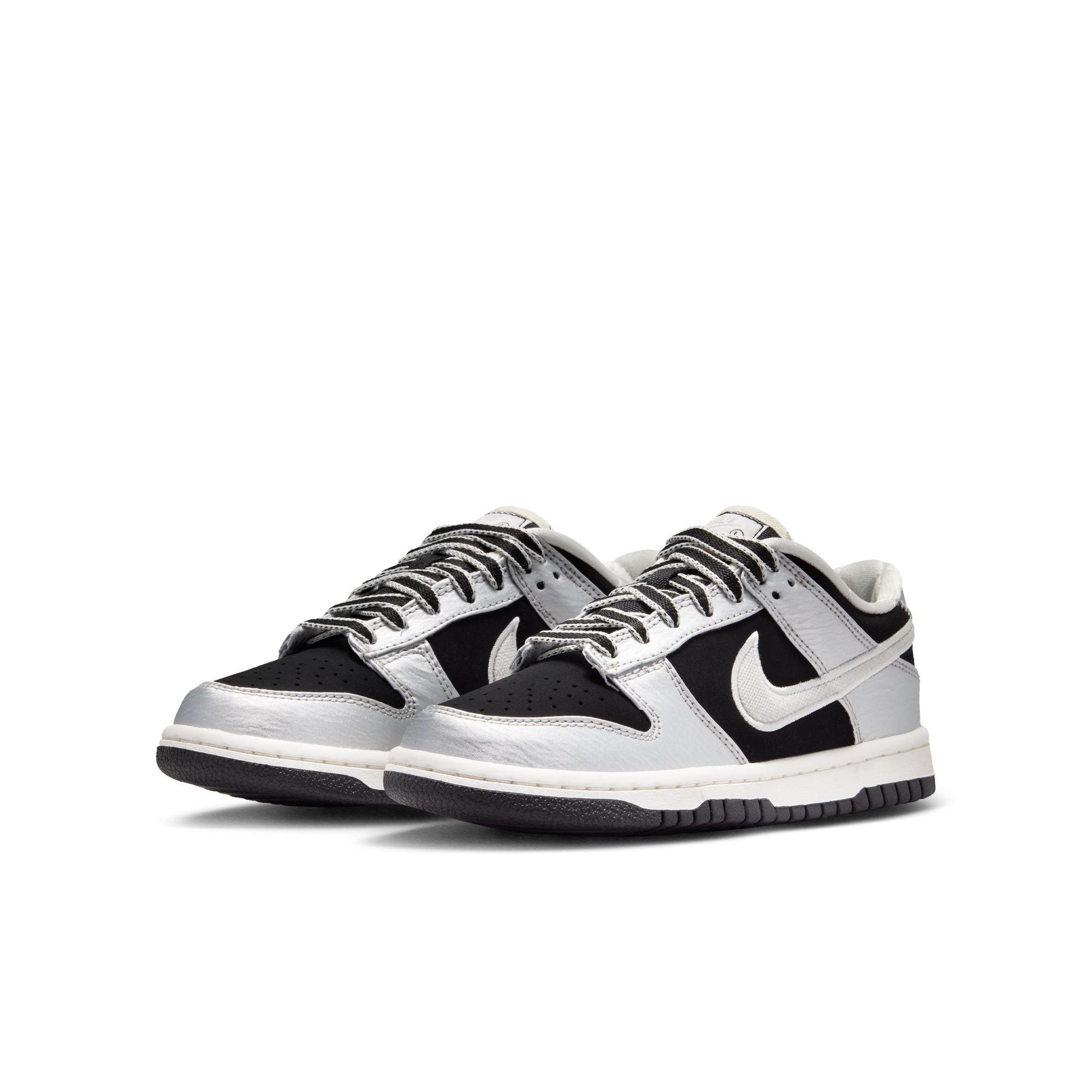 Nike Dunk Low LV8 "Metallic Silver/Black" Grade School Boys' Shoe - BLACK/SILVER Thumbnail View 5