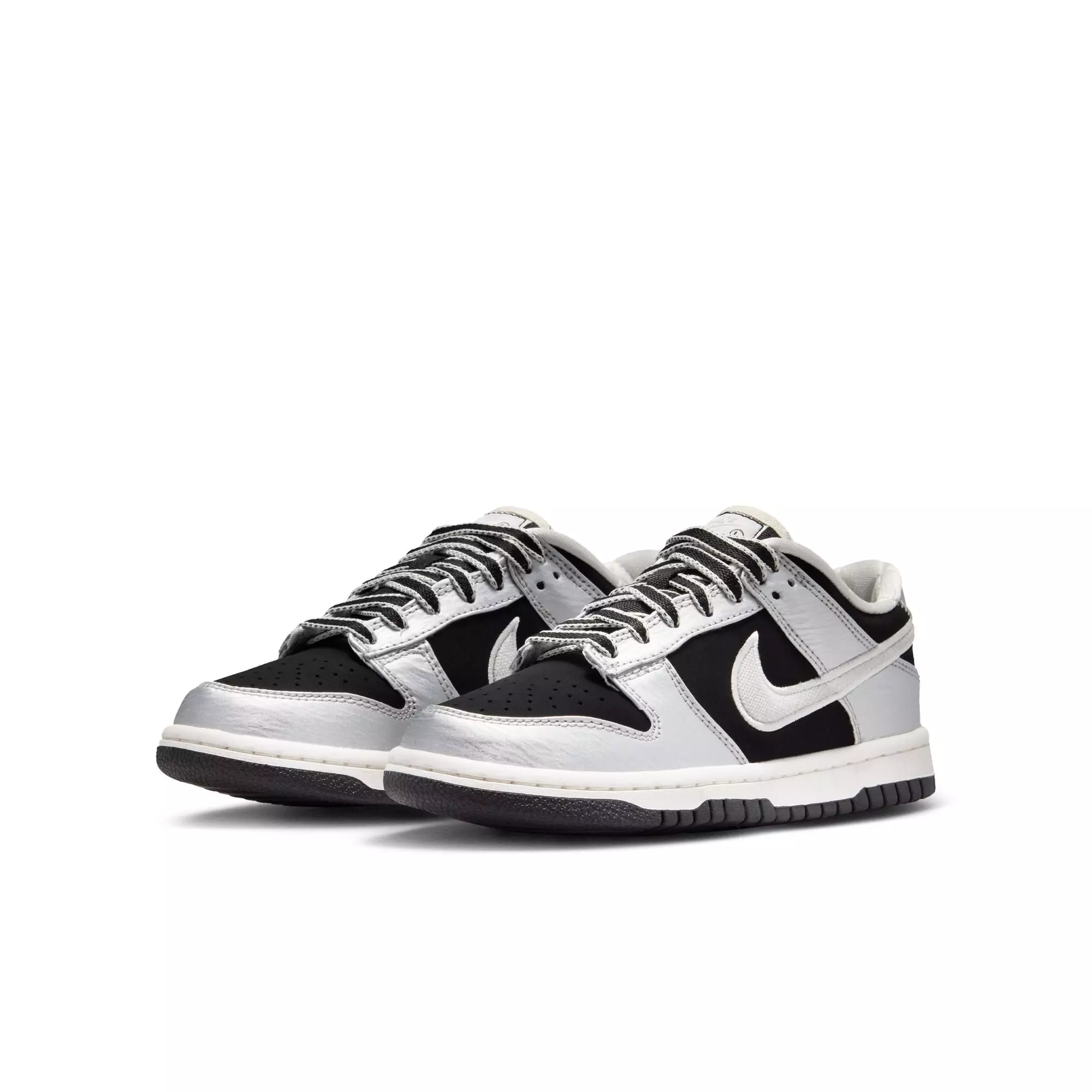Nike Dunk Low LV8 "Metallic Silver/Black" Grade School Boys' Shoe - BLACK/SILVER