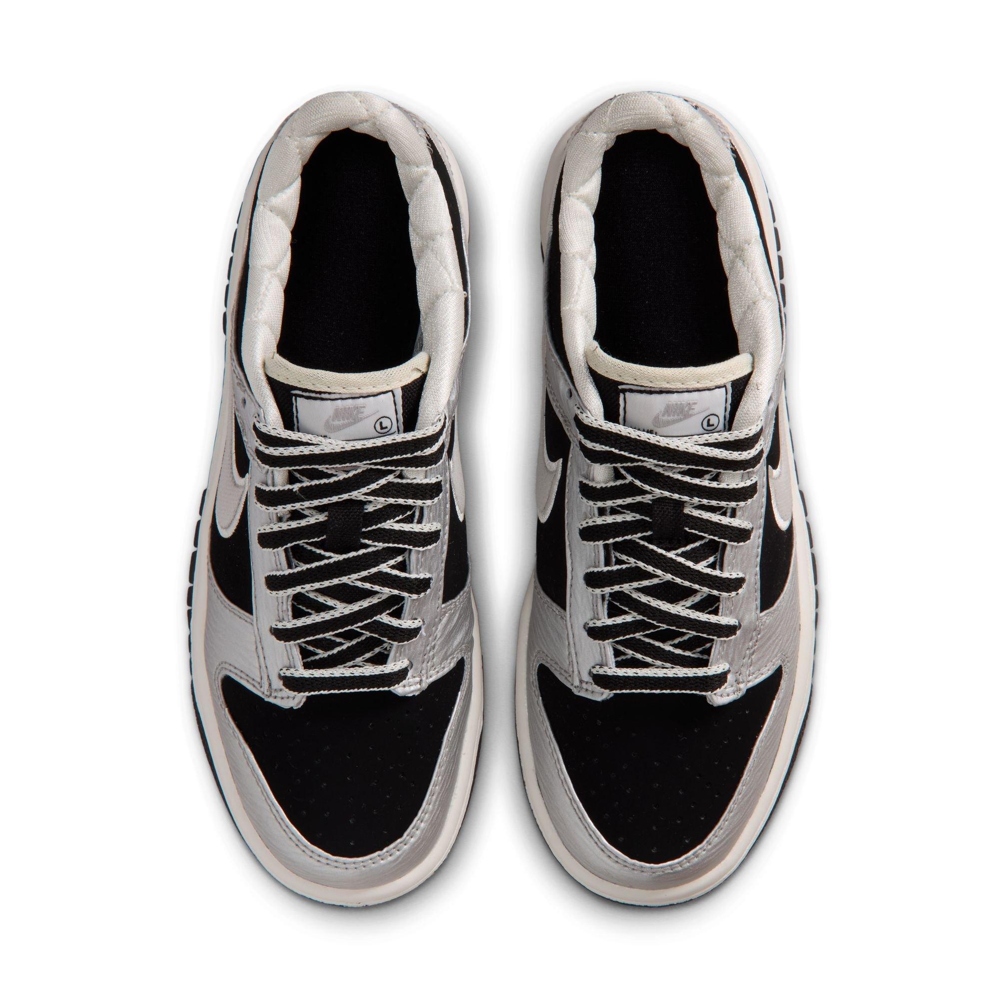 Nike Dunk Low LV8 "Metallic Silver/Black" Grade School Boys' Shoe - BLACK/SILVER Thumbnail View 6