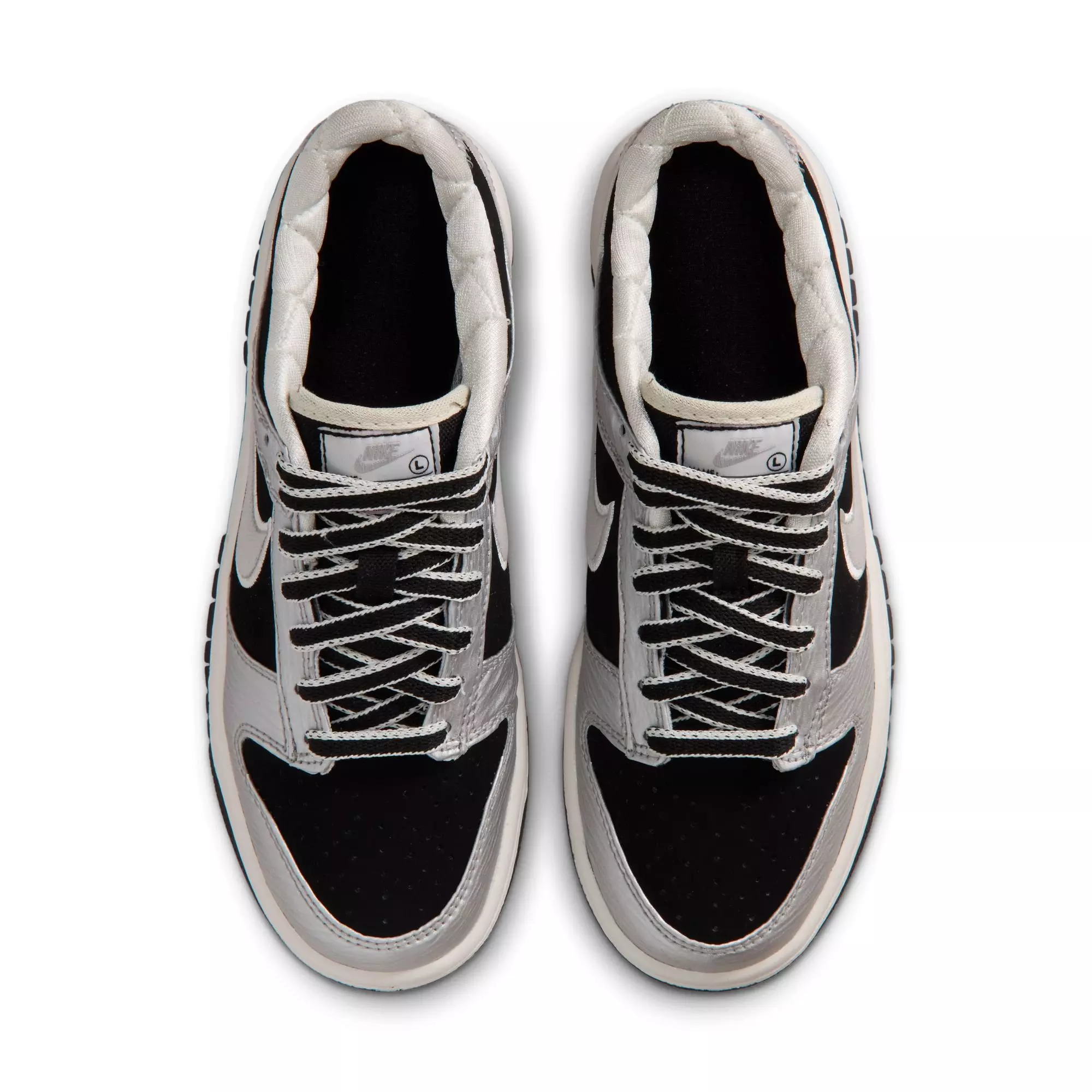Nike Dunk Low LV8 "Metallic Silver/Black" Grade School Boys' Shoe - BLACK/SILVER