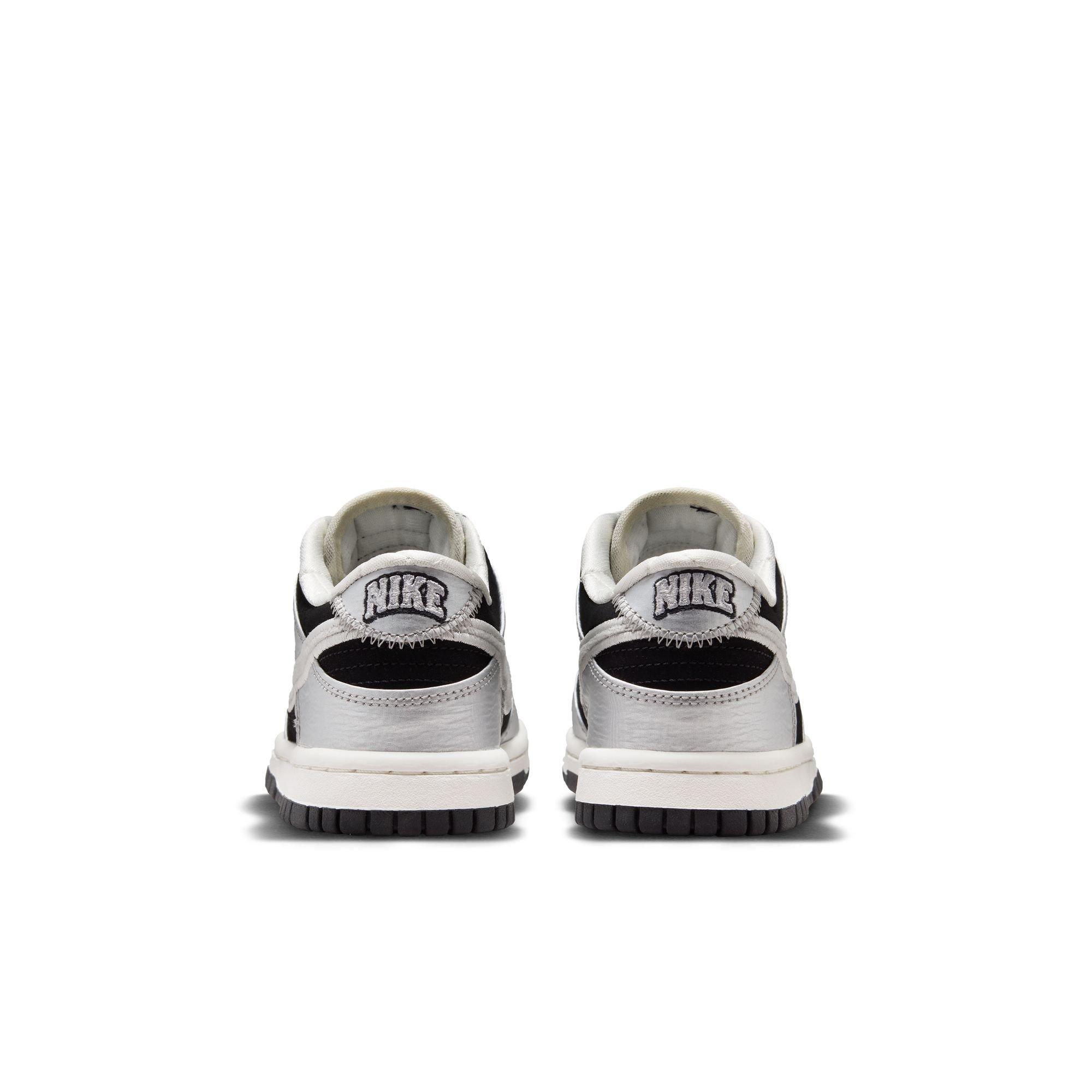 Nike Dunk Low LV8 "Metallic Silver/Black" Grade School Boys' Shoe - BLACK/SILVER Thumbnail View 7