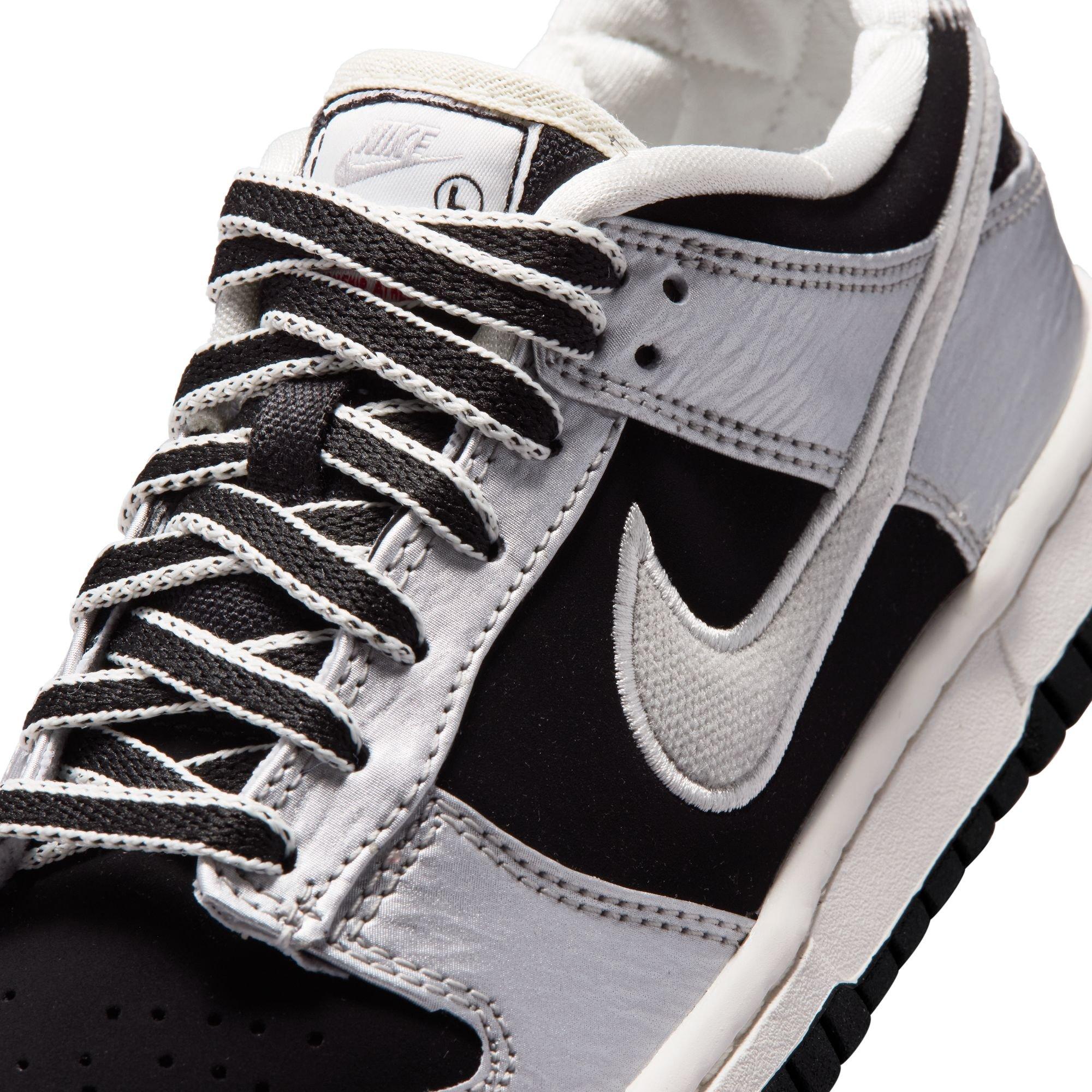 Nike Dunk Low LV8 "Metallic Silver/Black" Grade School Boys' Shoe - BLACK/SILVER Thumbnail View 9